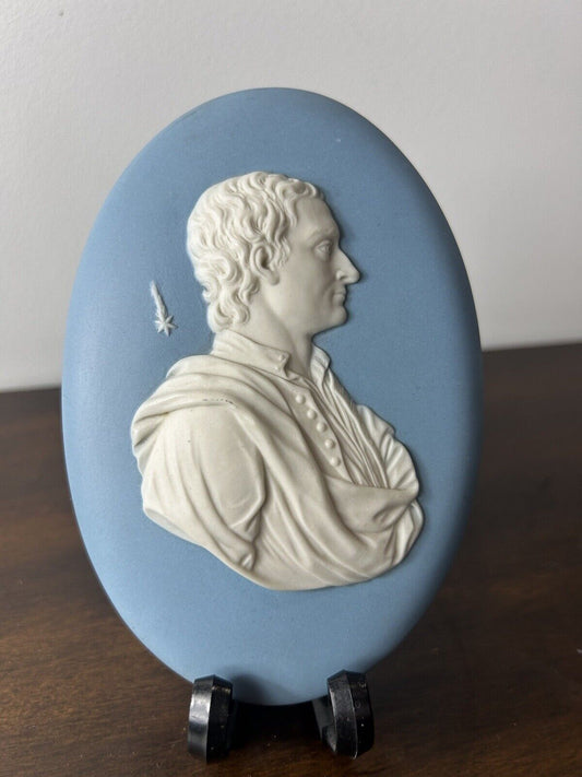 Wedgwood Blue Jasperware Isaac Newton Medalion Plaque Early