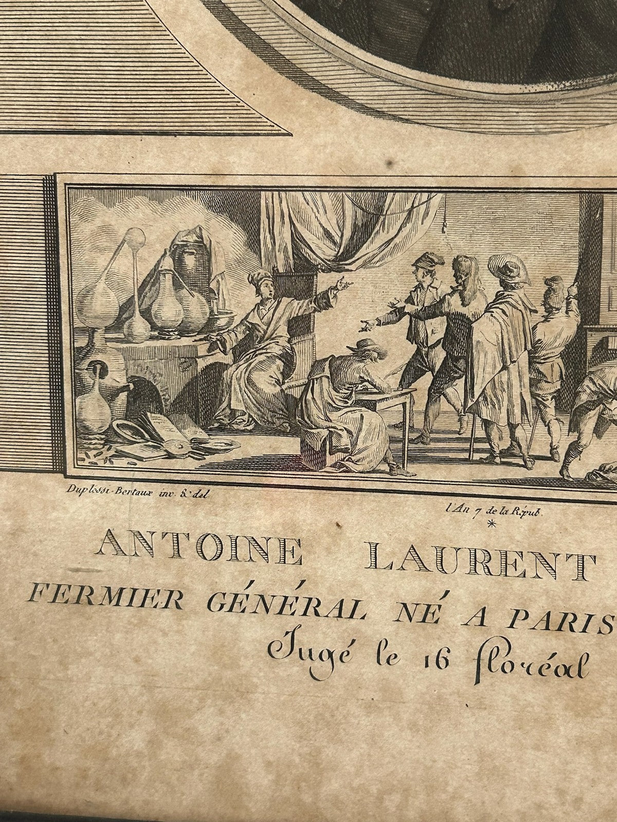 Lavoisier Antique French Revolution Aquatint Portrait Levachez 1799 Framed2