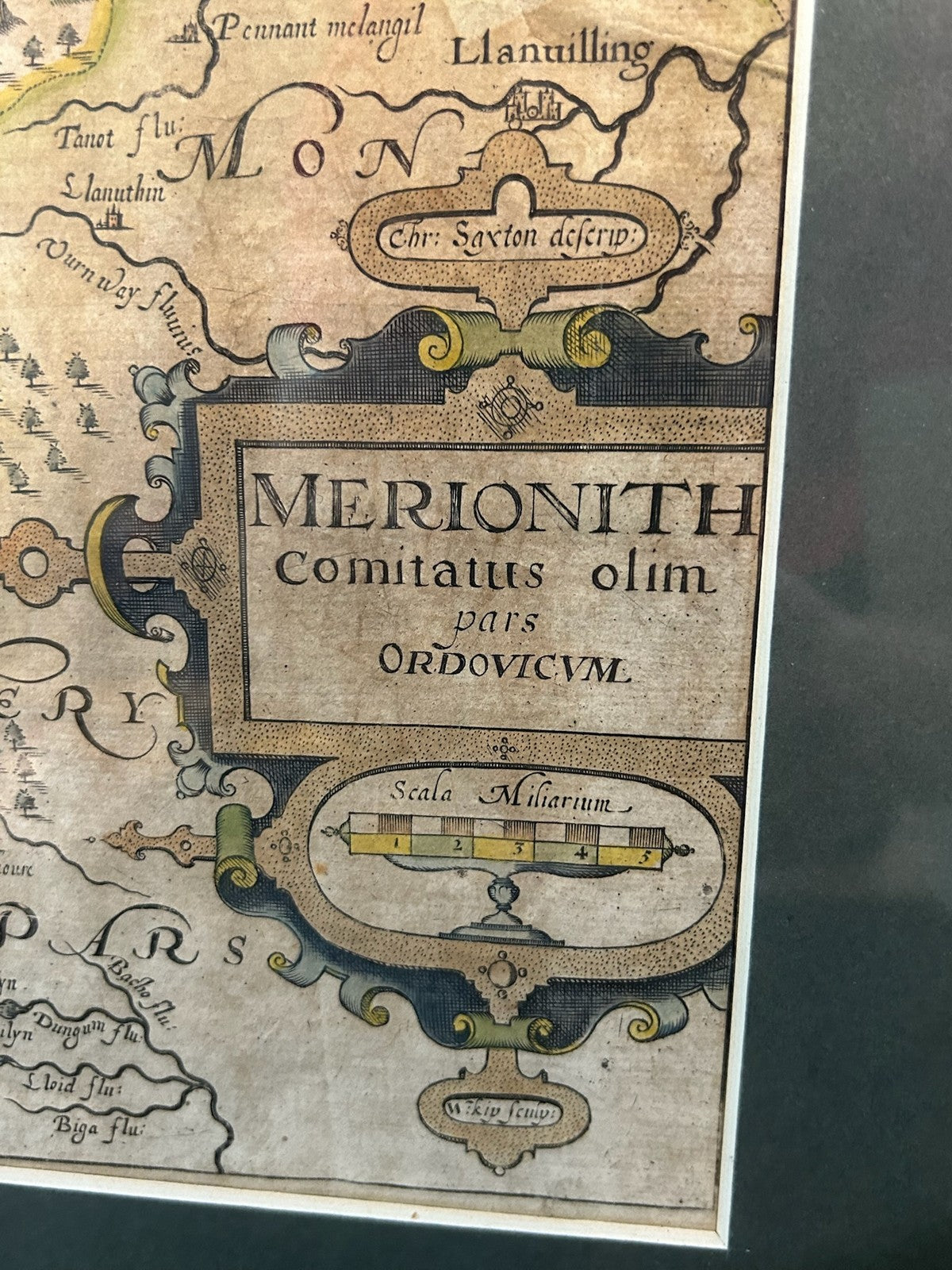Saxton Kip Merioneth Antique Map Camden Britannia 17th Century Coloured Framed2