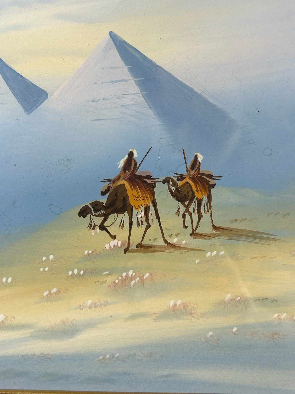 Forness Wilson Signed Gouache Pyramids Giza Camel Riders Egyptian Orientalist3