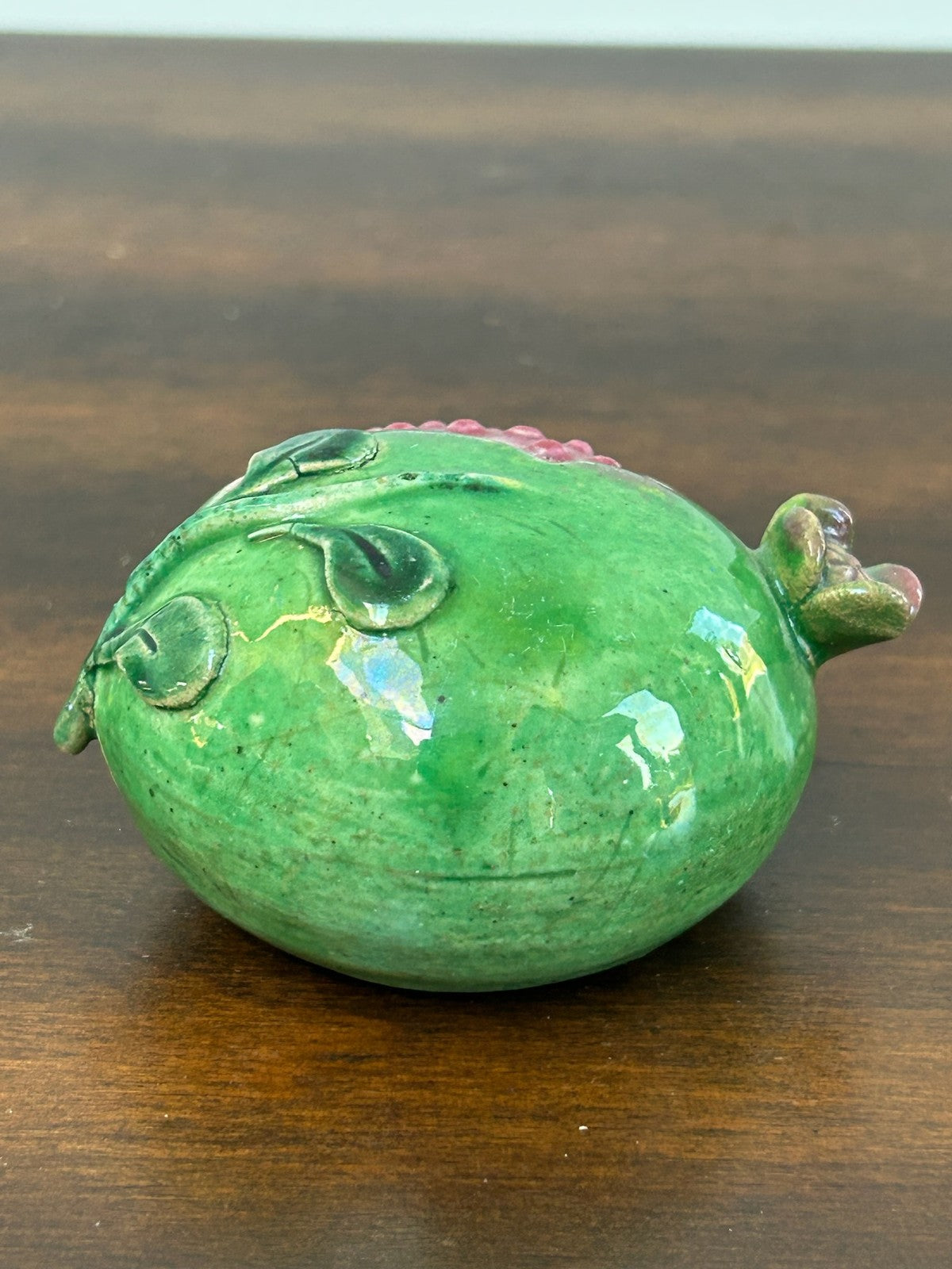 Green Glazed Pottery Pomegranate Lidded Box3