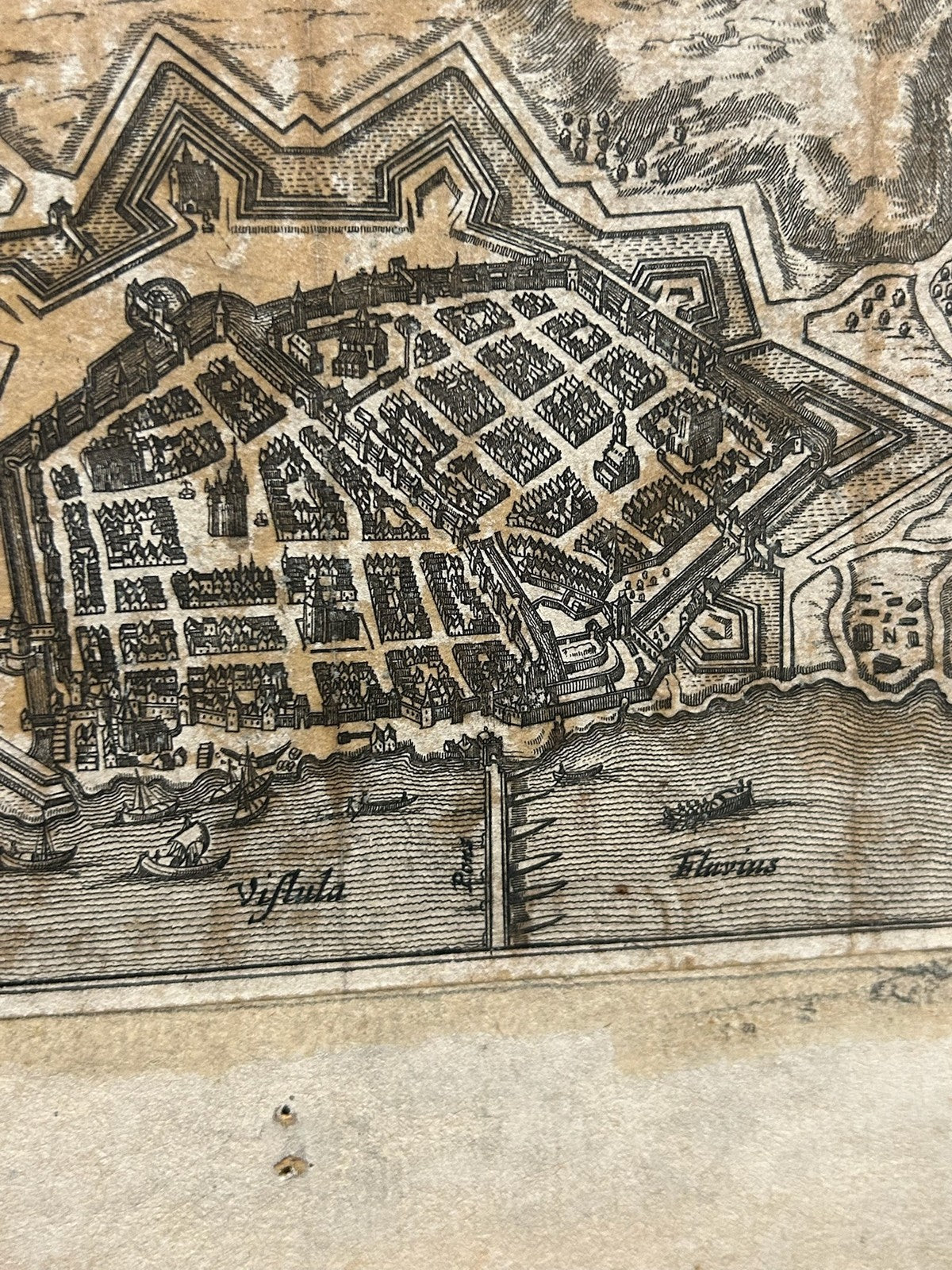 Antique 17th Century Town Plan Thorn Torun Poland Thorunium Copper Engraving4