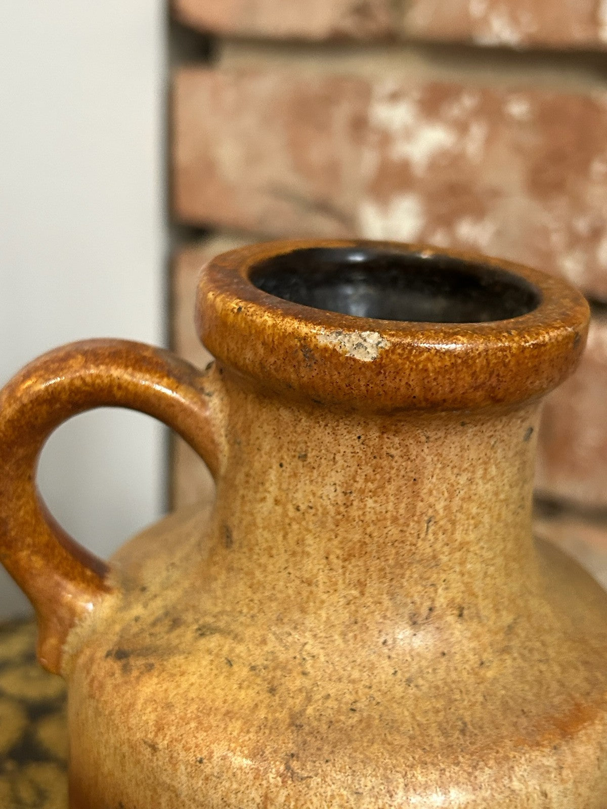 Scheurich West German Pottery Jug Vase 414 16 Orange Brown Glaze Mid Century3