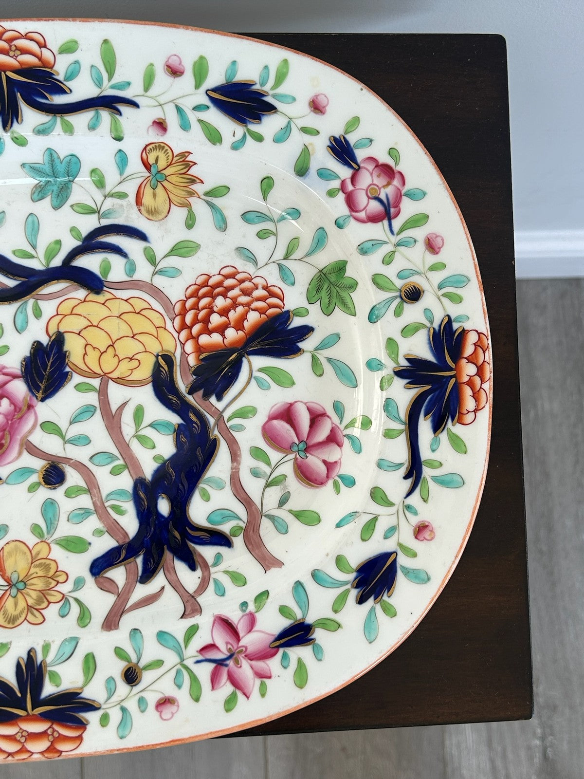 Imari Pattern Ironstone Oval Platter Floral Mason's Style 36x28cm6