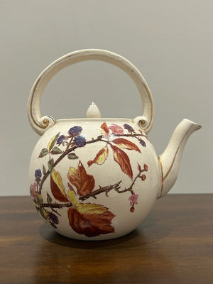 Victorian Aesthetic Movement Teapot Hand Painted Autumn Leaves Berries