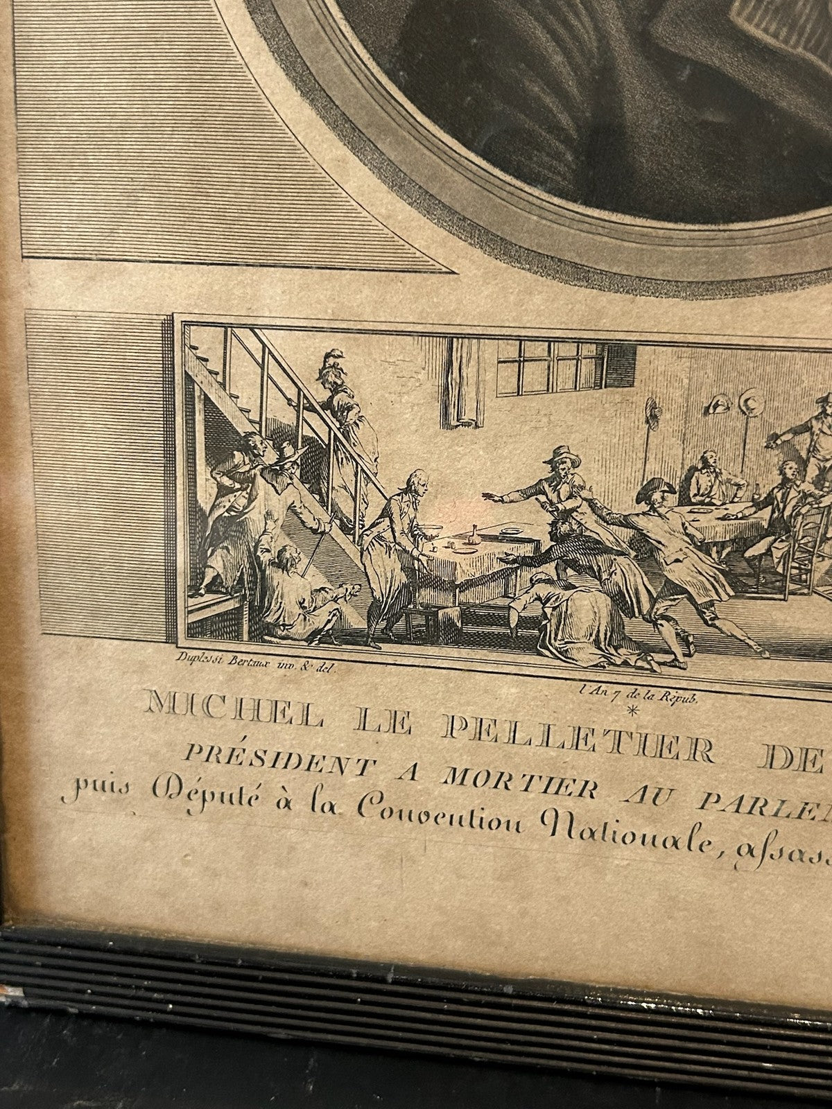 Le Peletier de Saint Fargeau French Revolution Aquatint Levachez 1799 Framed2