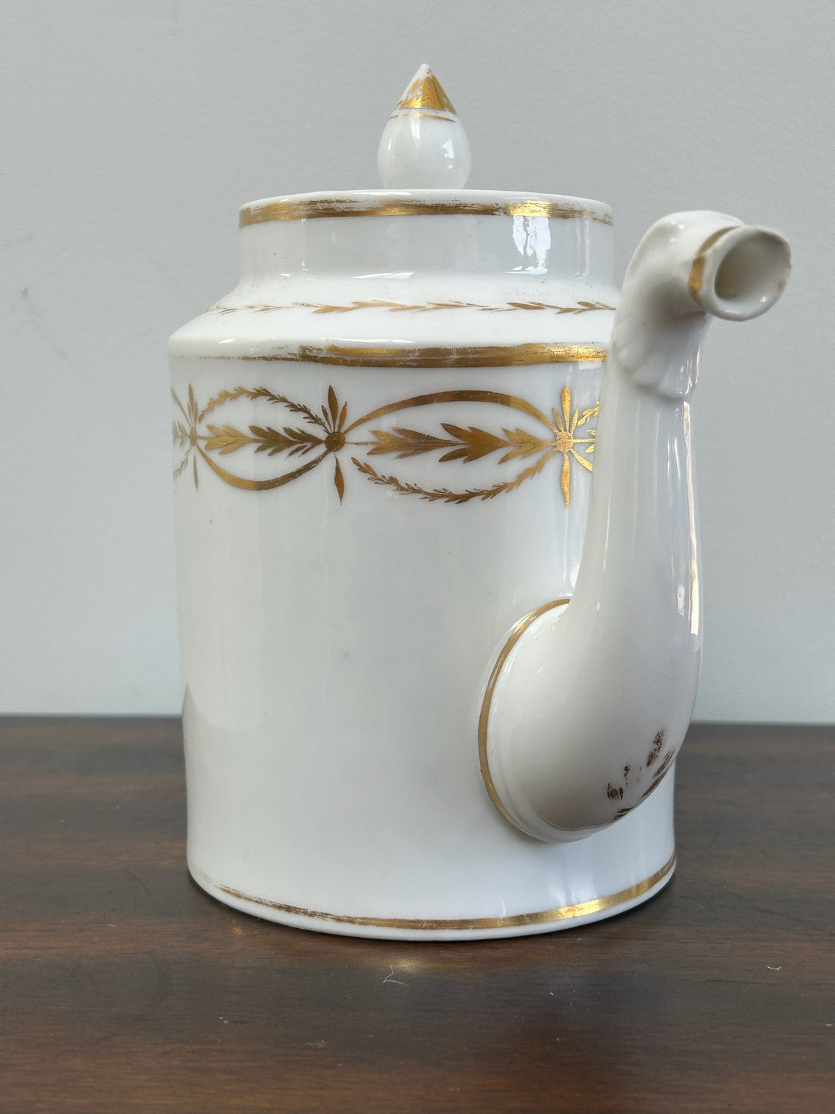 Antique Empire Style White Gilt Porcelain Coffee Pot Animal Head Spout6