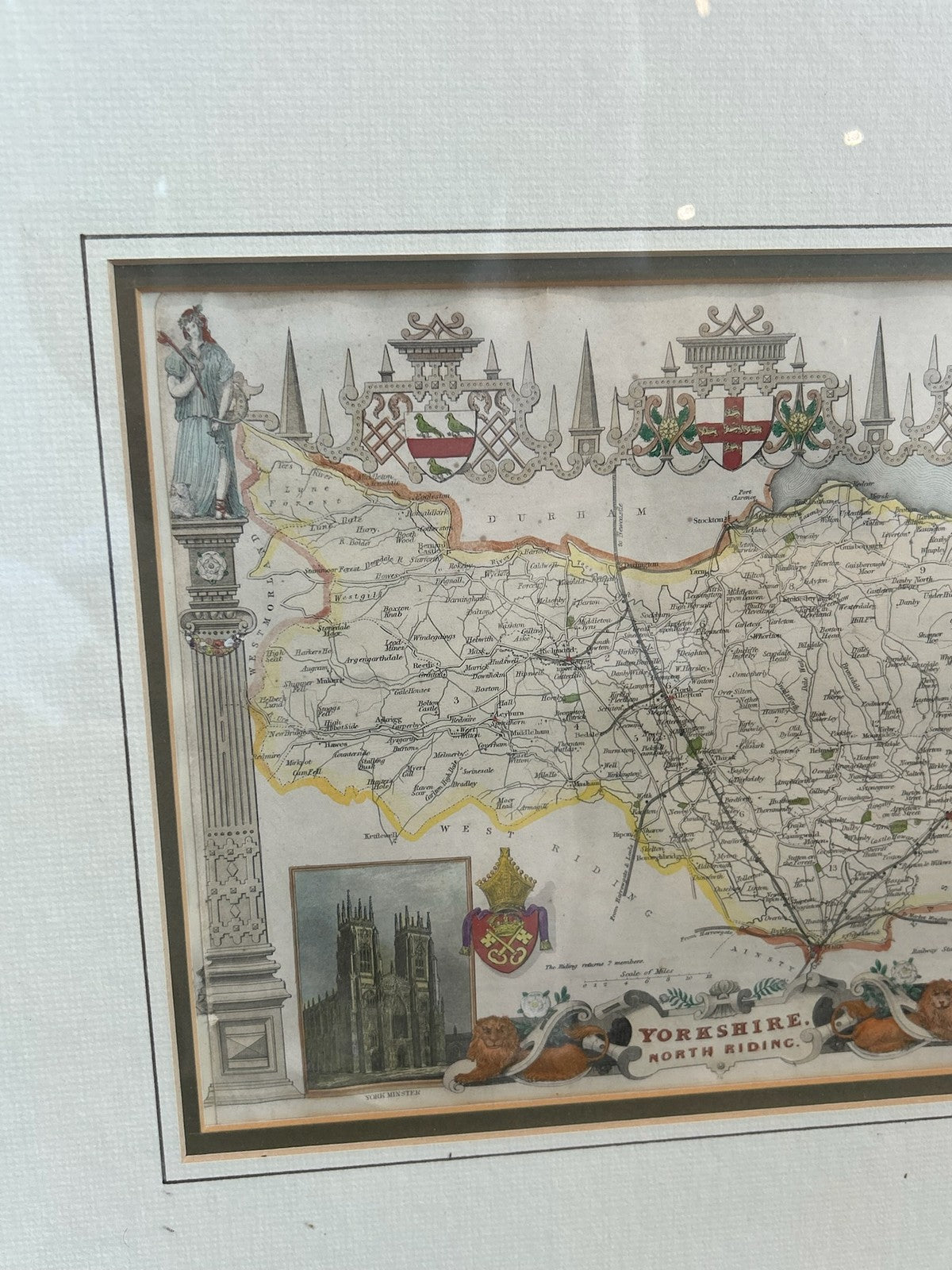 Antique Robert Morden Hand Coloured County Map Engraving Framed2