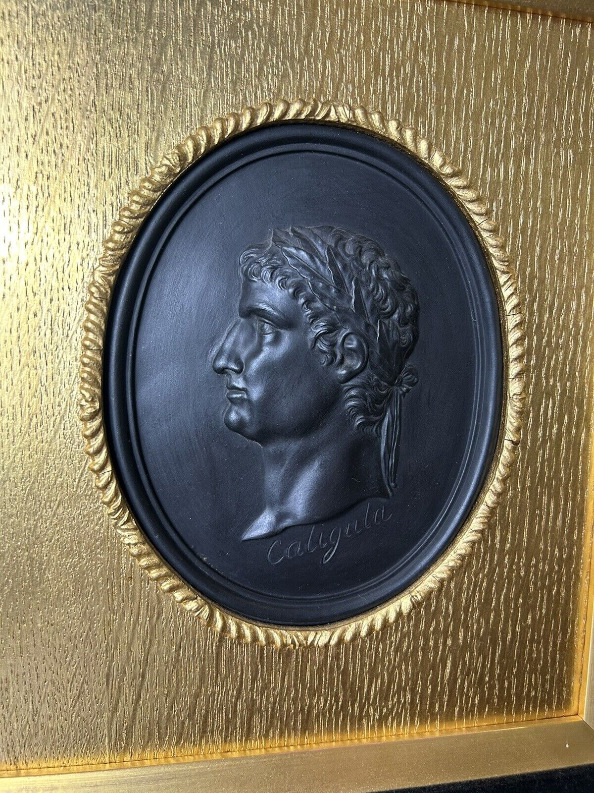 Wedgwood Black Basalt Earth 19th  Century Roman Emperor Caligula Plaque