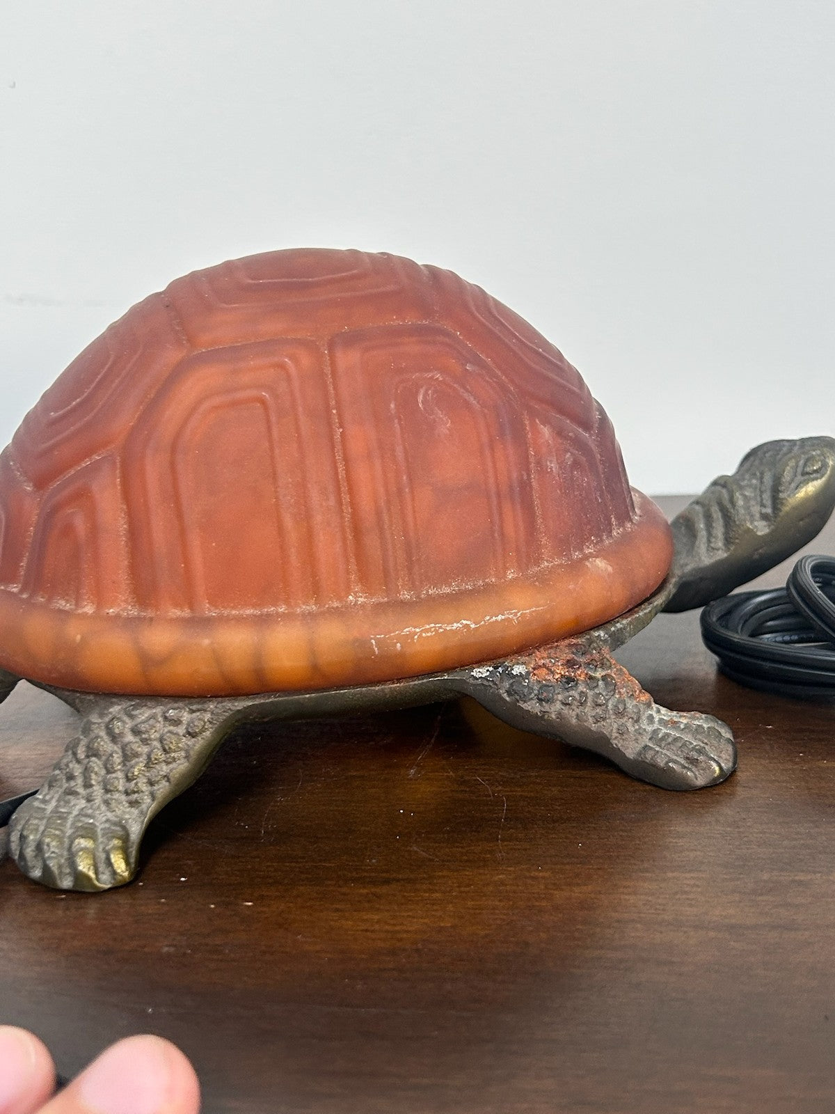 Novelty Tortoise Table Lamp Glass Shell Cast Base Untested 21cm6