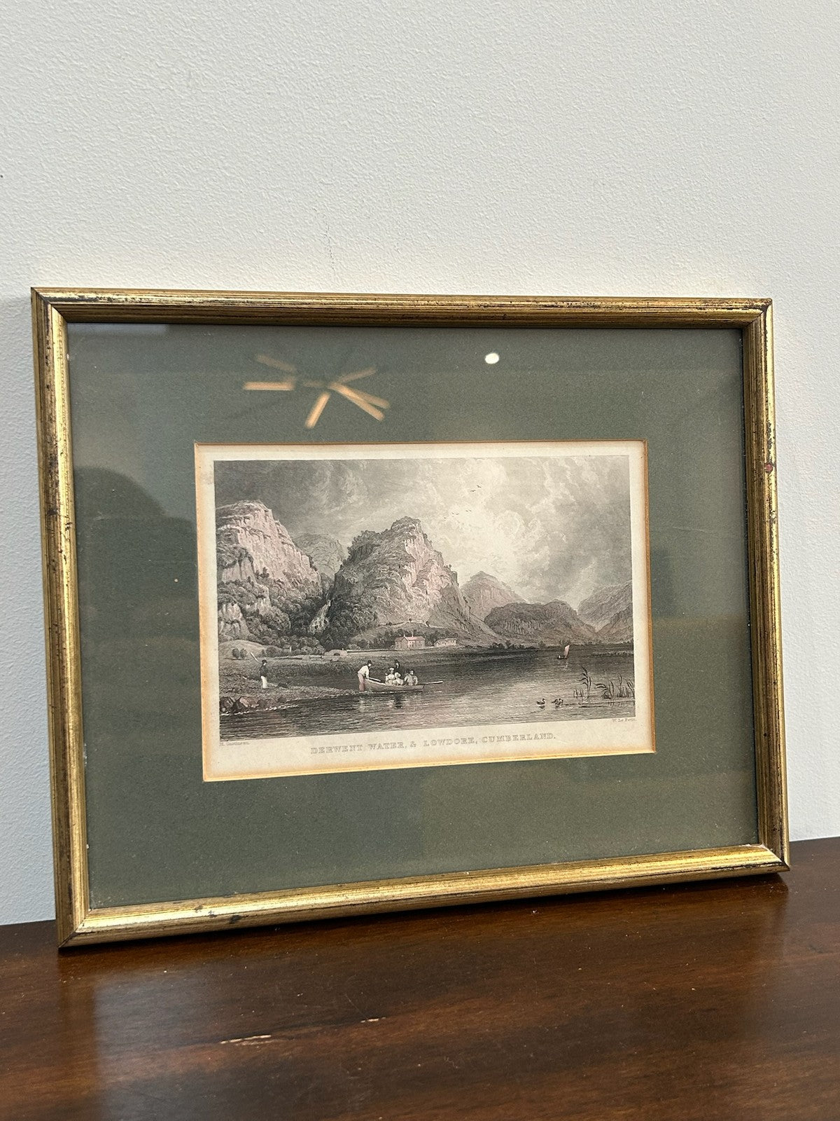 Antique Set 3 T Allom Lake District Steel Engravings Derwent Elterwater Framed0