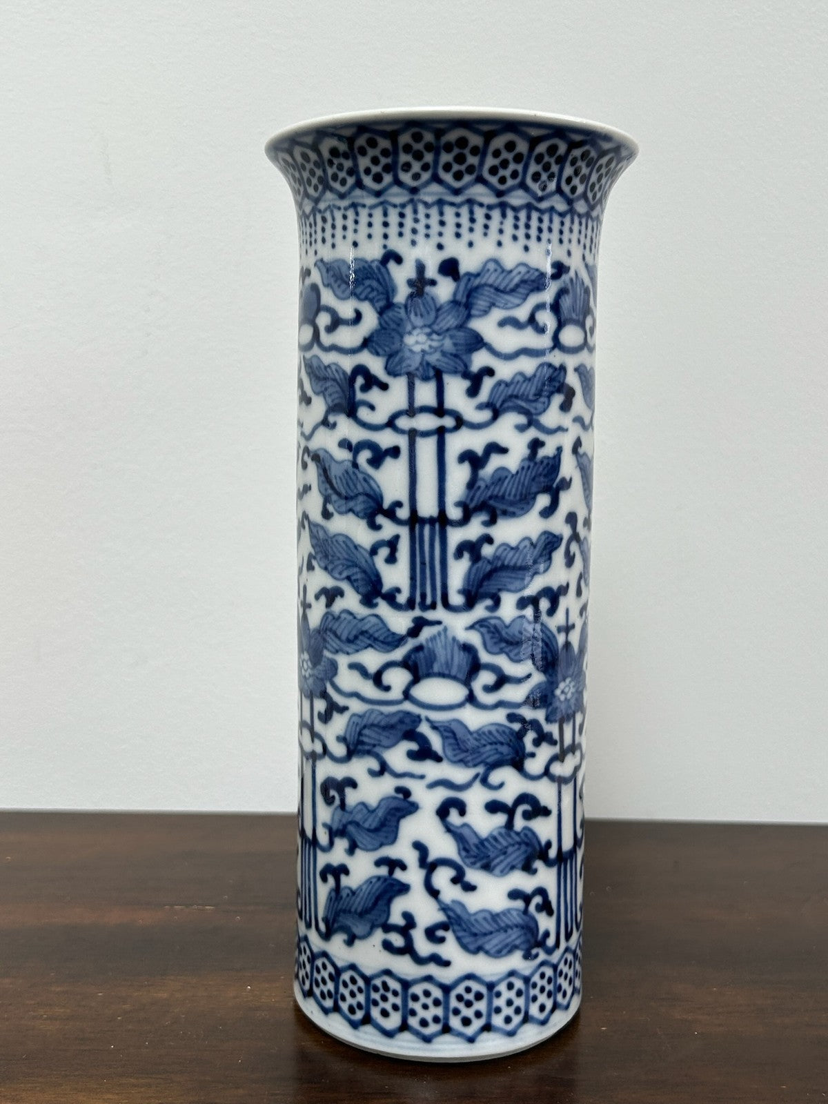 Pair Chinese Blue & White Porcelain Sleeve Vases Four Character Mark1
