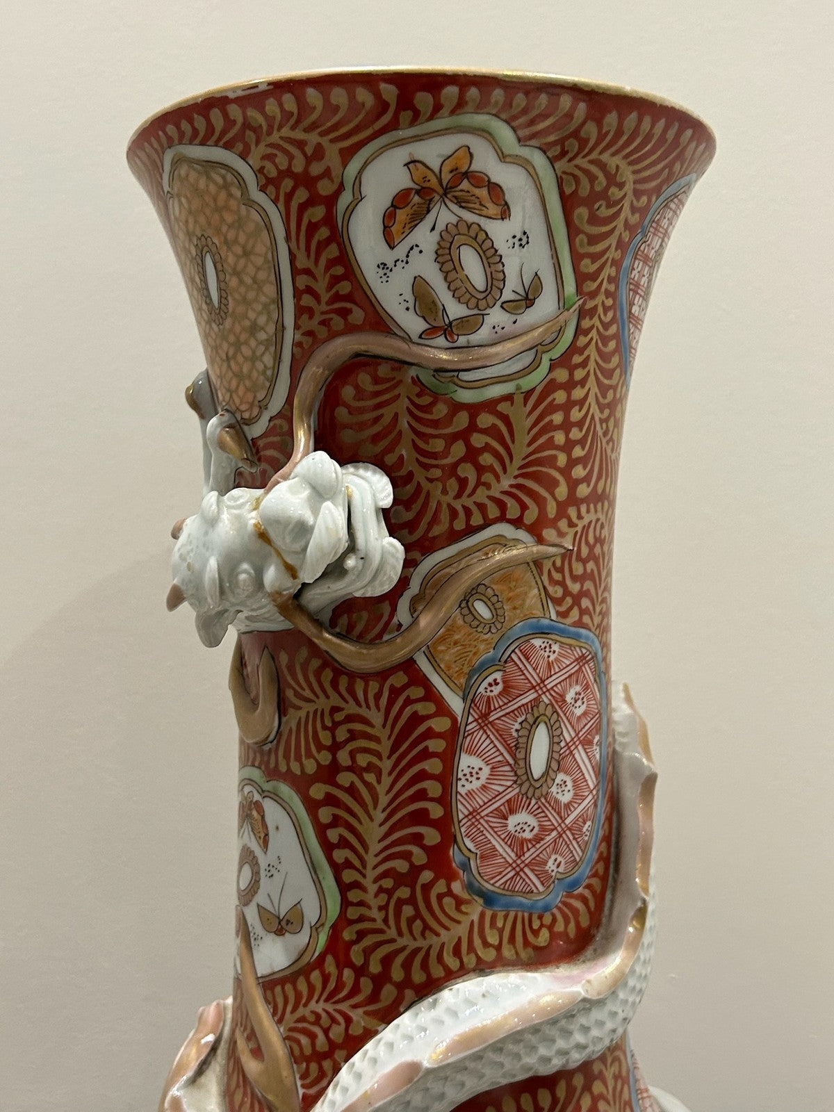 Antique Japanese Arita Imari Dragon Vase Zoshuntei Sanpo Mark 36cm Edo Meiji5