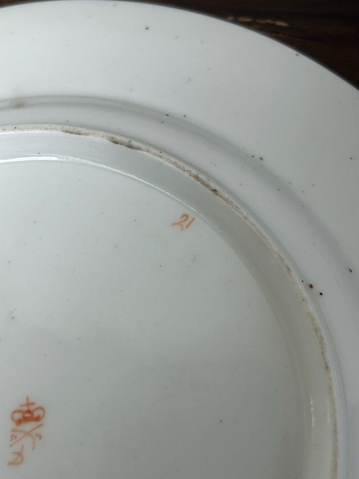 Pair Antique Derby Porcelain Dessert Plates Pink Roses Red Crown Mark c.18106