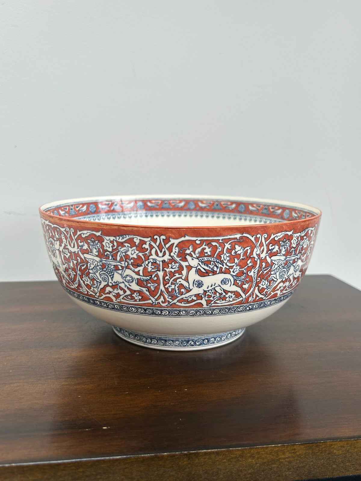 Wedgwood Persian Style Bowl Hunting Frieze Gazelles Red Ground Earl Buckman Coll1