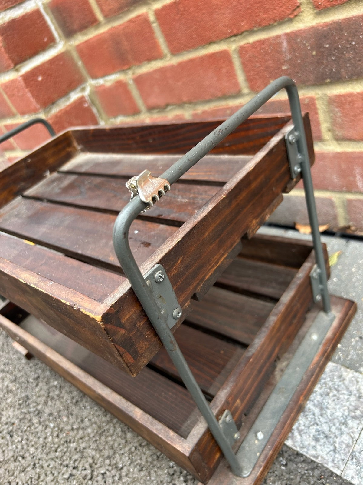 Vintage TwoTier Wooden & Metal Document Tray Letter Tray Office Desk6