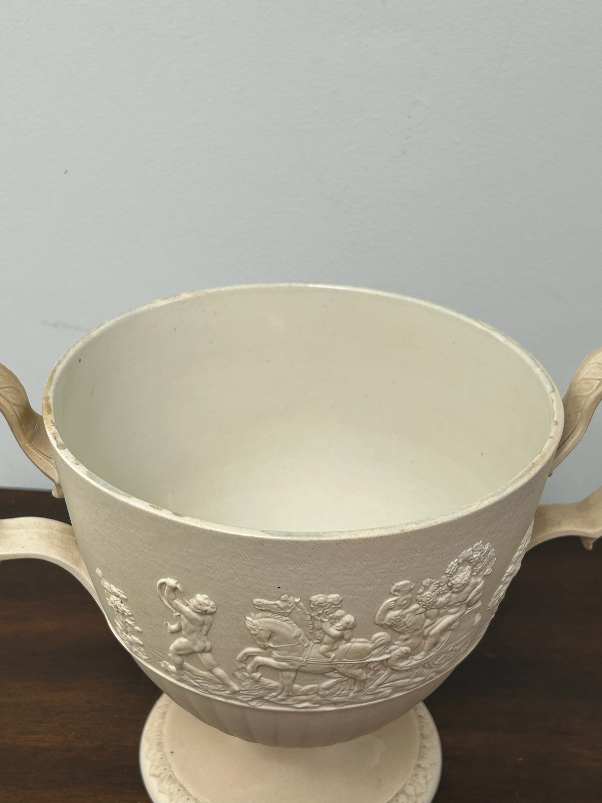 Turner Stoneware Loving Cup 17cm Sporting Relief Two Handle Georgian Antique9