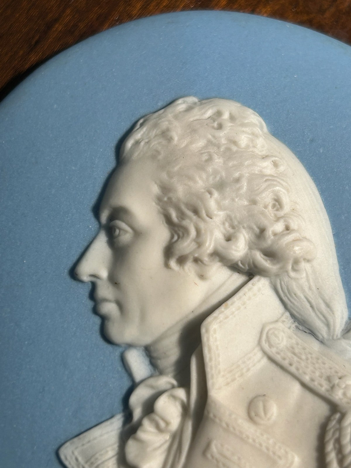 Antique 18thC Wedgwood Blue Jasper Portrait Medallion Admiral Lord Nelson Marked4