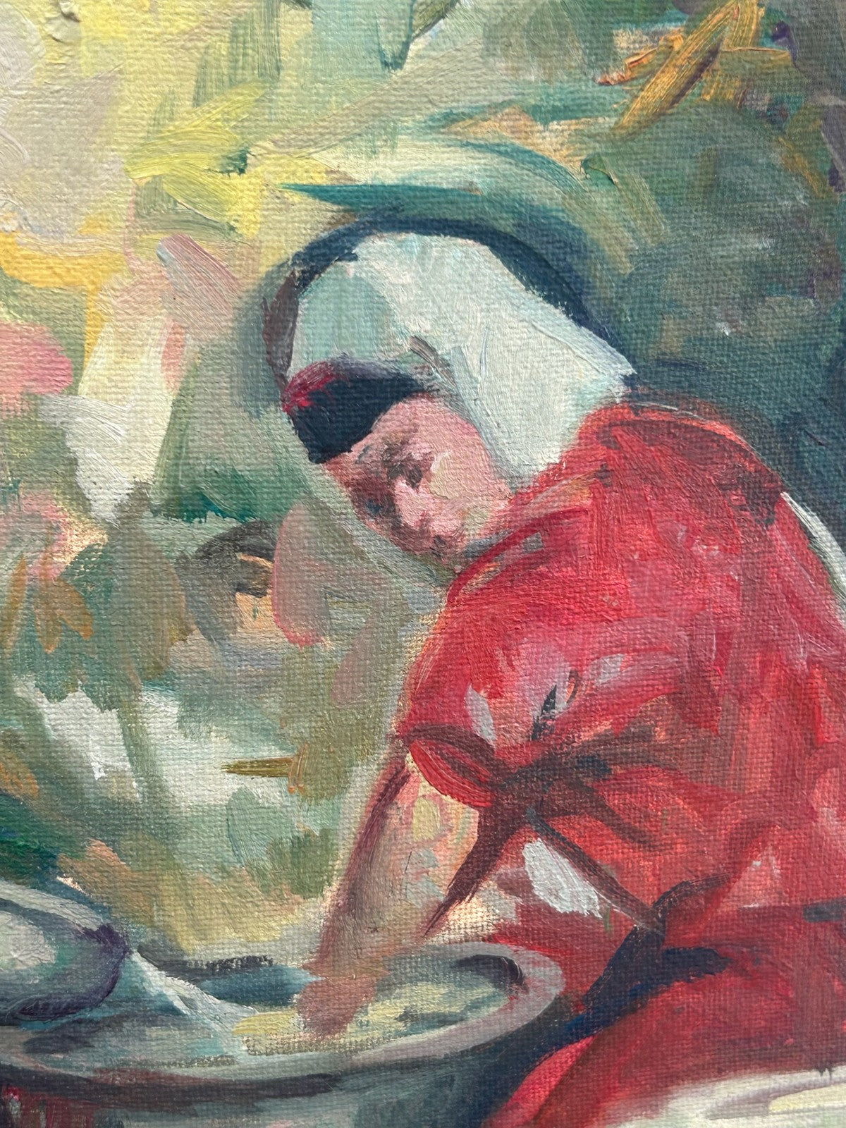 Orientalist Oil Painting Women & Children Genre Scene Signed5