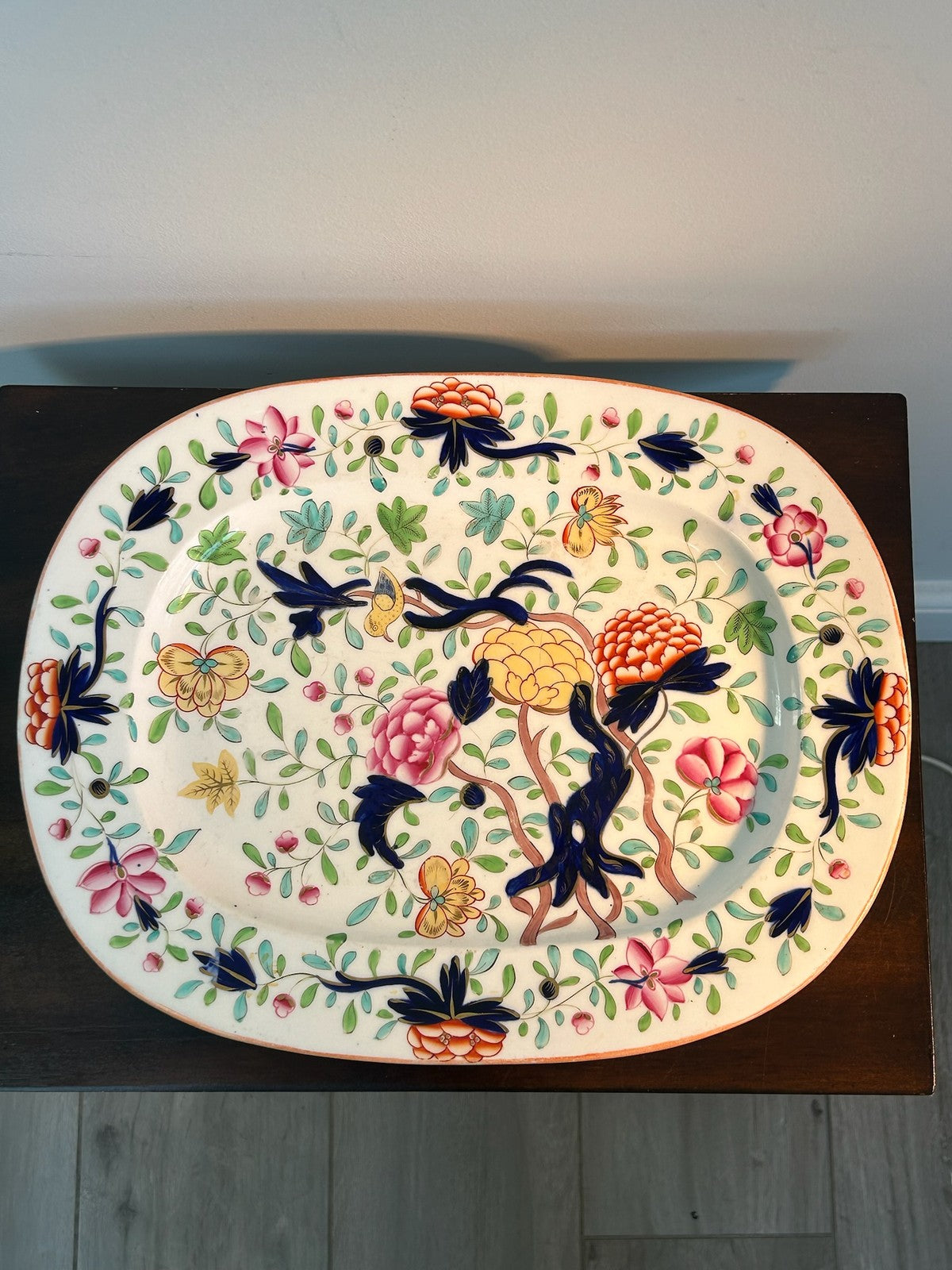 Imari Pattern Ironstone Oval Platter Floral Mason's Style 36x28cm0