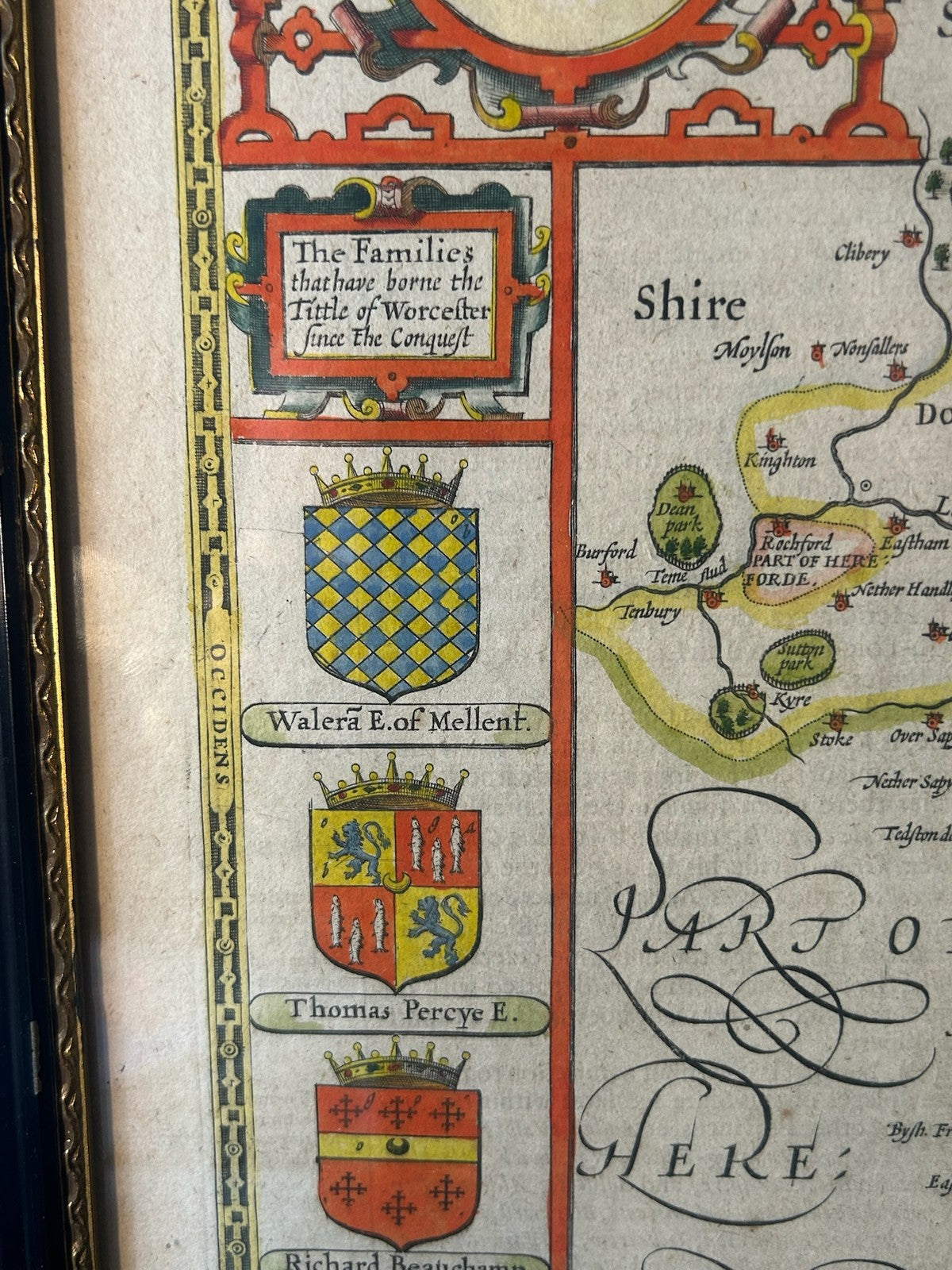 John Speed Worcestershire Map 1610 Hondius Sudbury Humble English Text Framed2