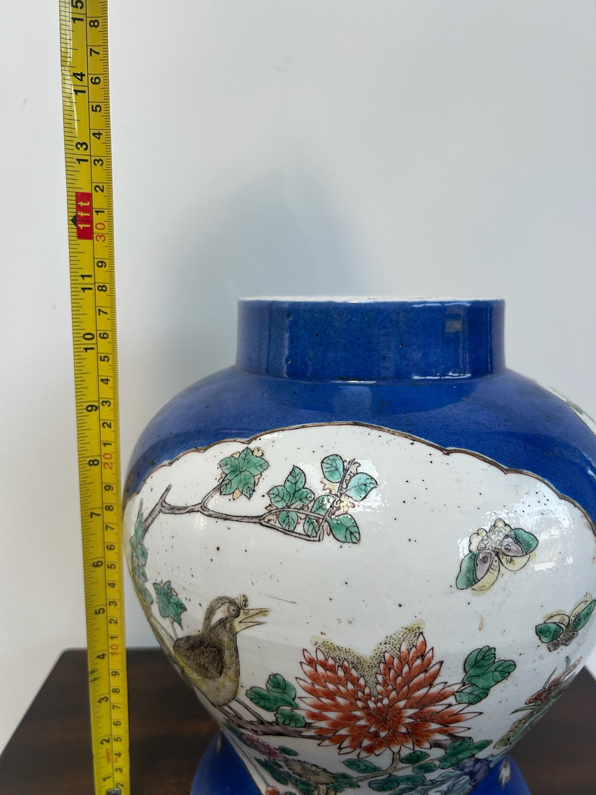 Antique Chinese Famille Verte Hand Painted Baluster Vase Birds & Peony17