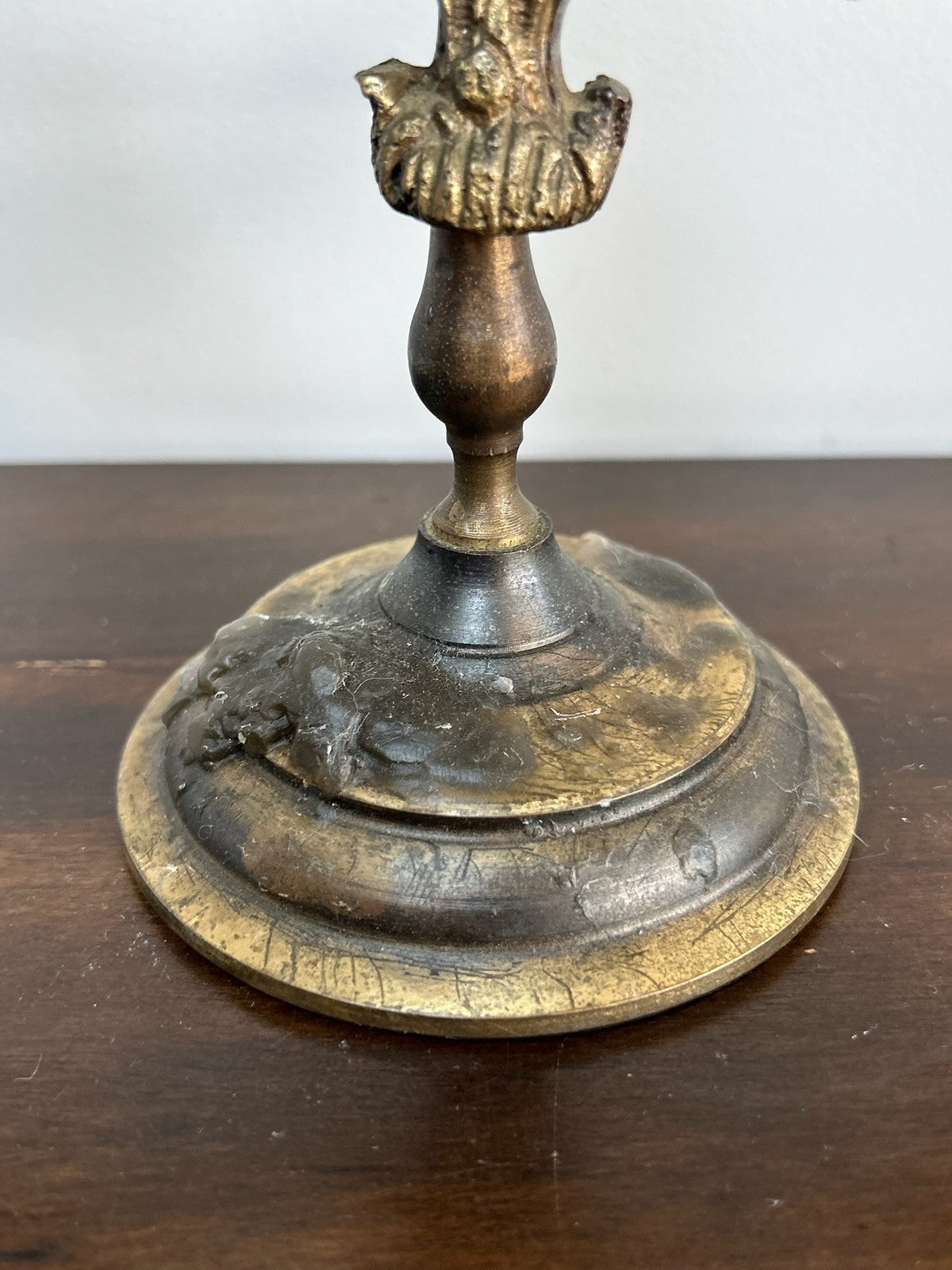 Antique Brass Candlestick Rococo Style Good Condition5