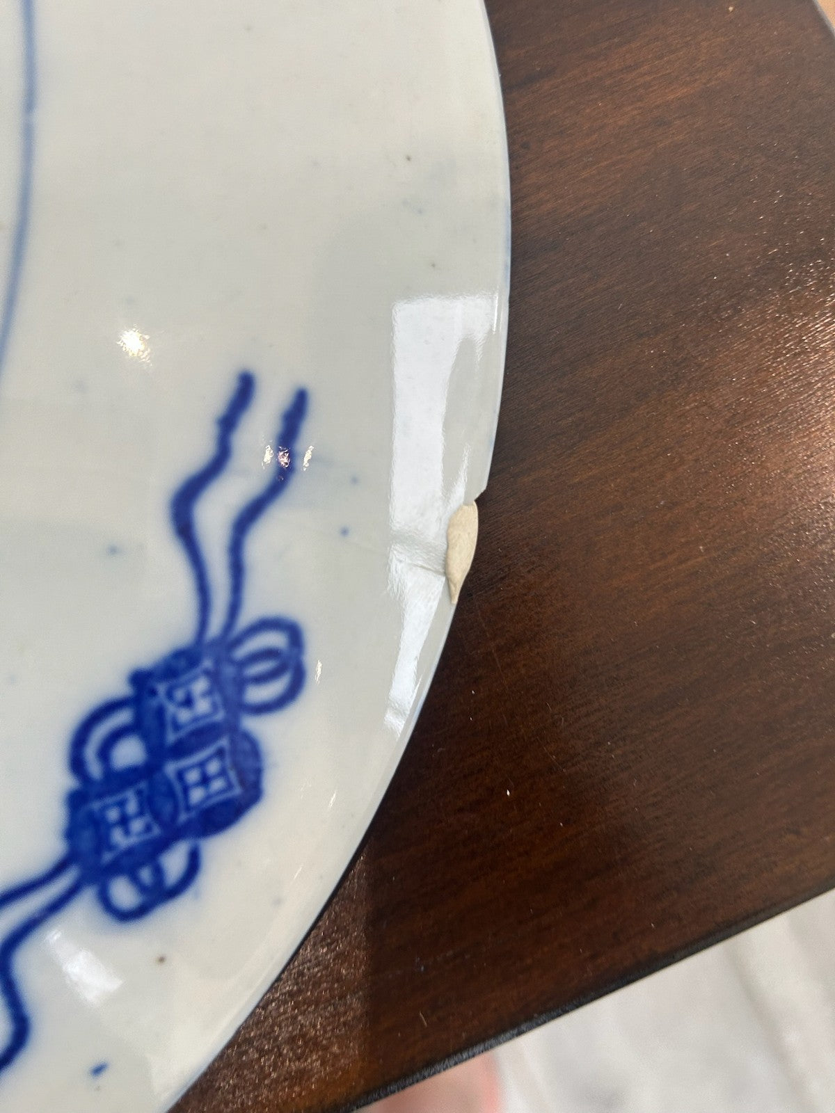 Japanese Blue & White Mount Fuji Landscape Plates A/F Rim Chip7