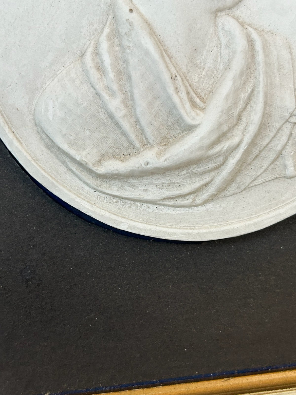 Pair Antique Plaster Relief Portrait Medallions Walter Scott & Lord Byron Framed4
