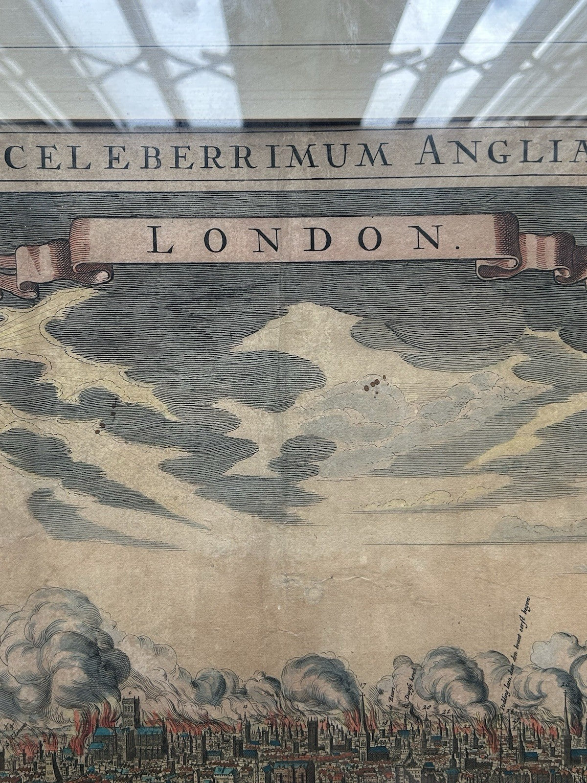 Rare 17thC Justus Danckerts London Great Fire 1666 Hand-Coloured Map3