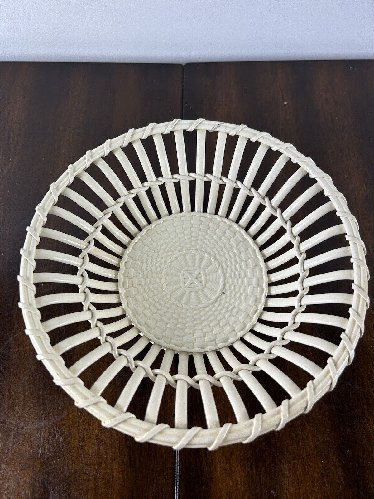 Antique Wedgwood Creamware Basket Weave Bowl - 19th Century