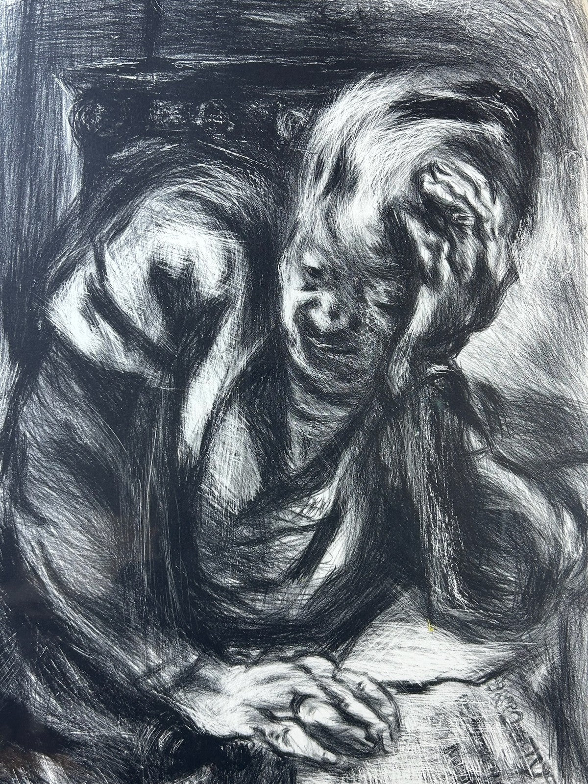 Nan Lurie Pencil Signed Lithograph Man Reading Letter 1930s WPA Social Realism4