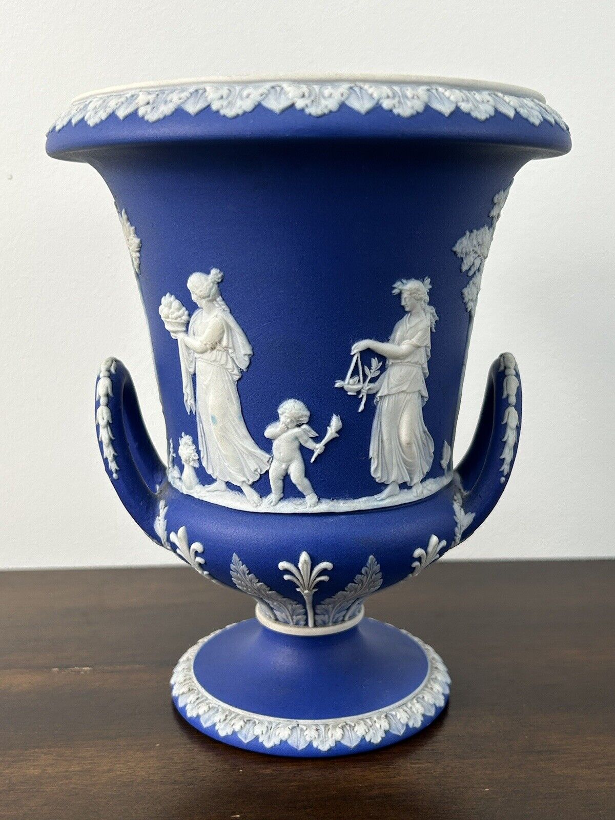 Wedgwood Jasperware Campana Urn Base Vase Portland Blue