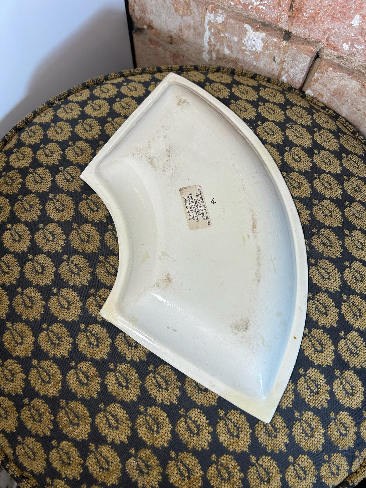 Antique Wedgwood Creamware Supper Set Segment Dish Brown Leaf Border c18002