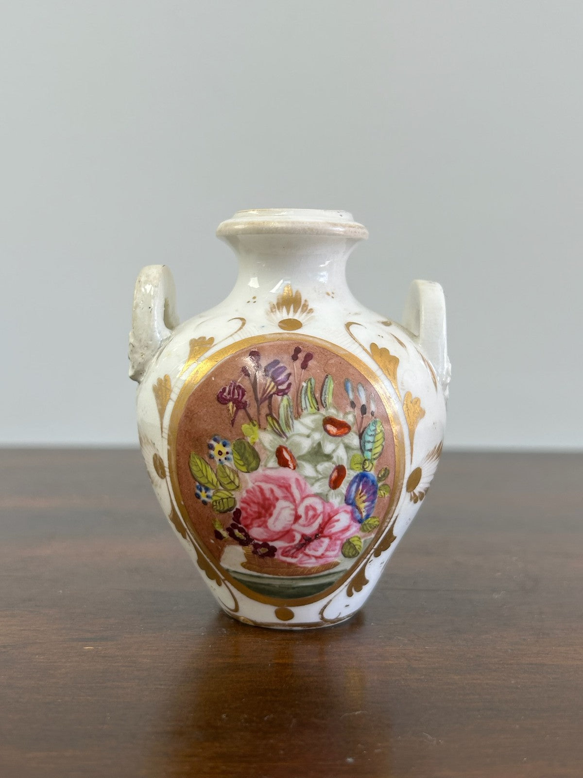 Royal Crown Derby Miniature Vase Hand Painted Flowers English Porcelain4