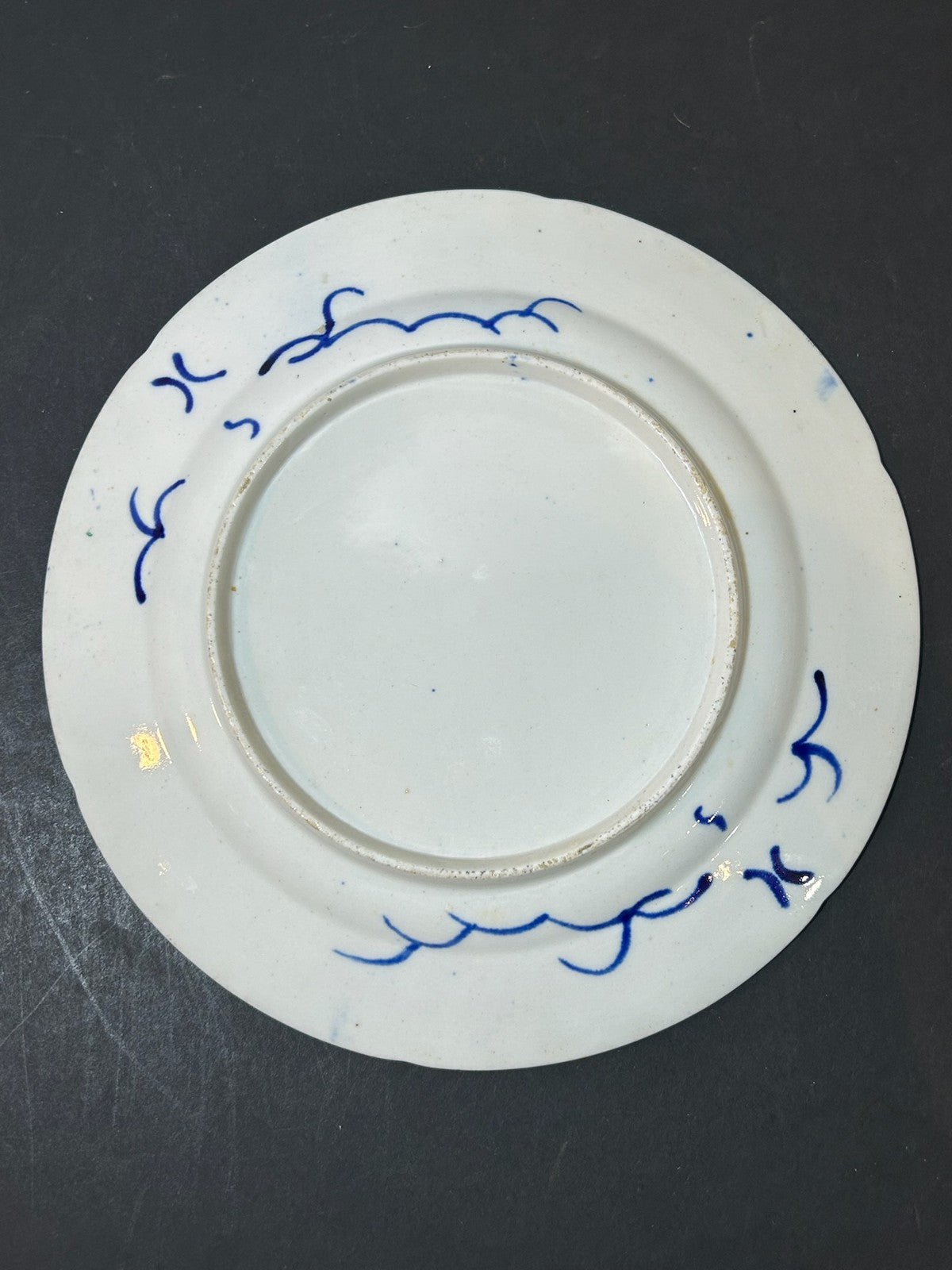 Antique Money Tree Pattern Imari Stone China Plate Blue Seal Mark 21cm3