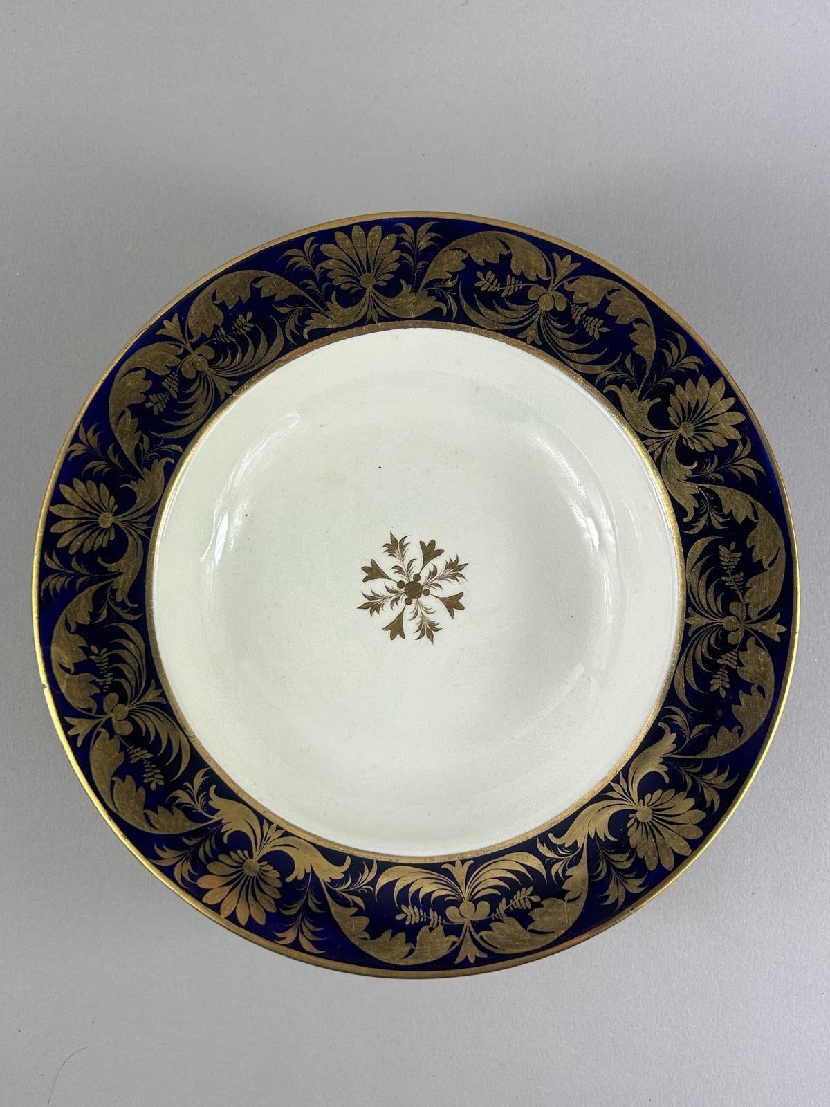 Early 19th Century Royal Crown Derby Cobalt and Gilt Soup Plate 25cm
