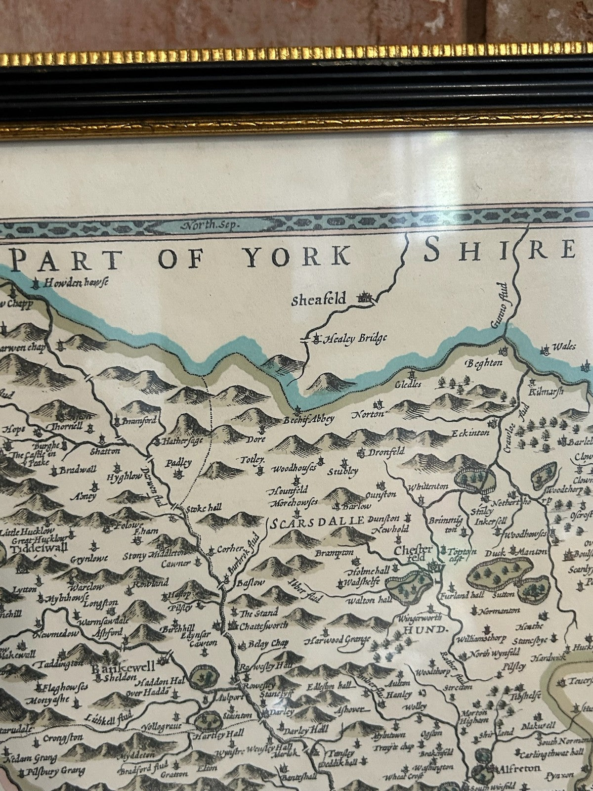 Repro John Speed Darbieshire Described 1610 Derbyshire Map Derby Buxton Framed2