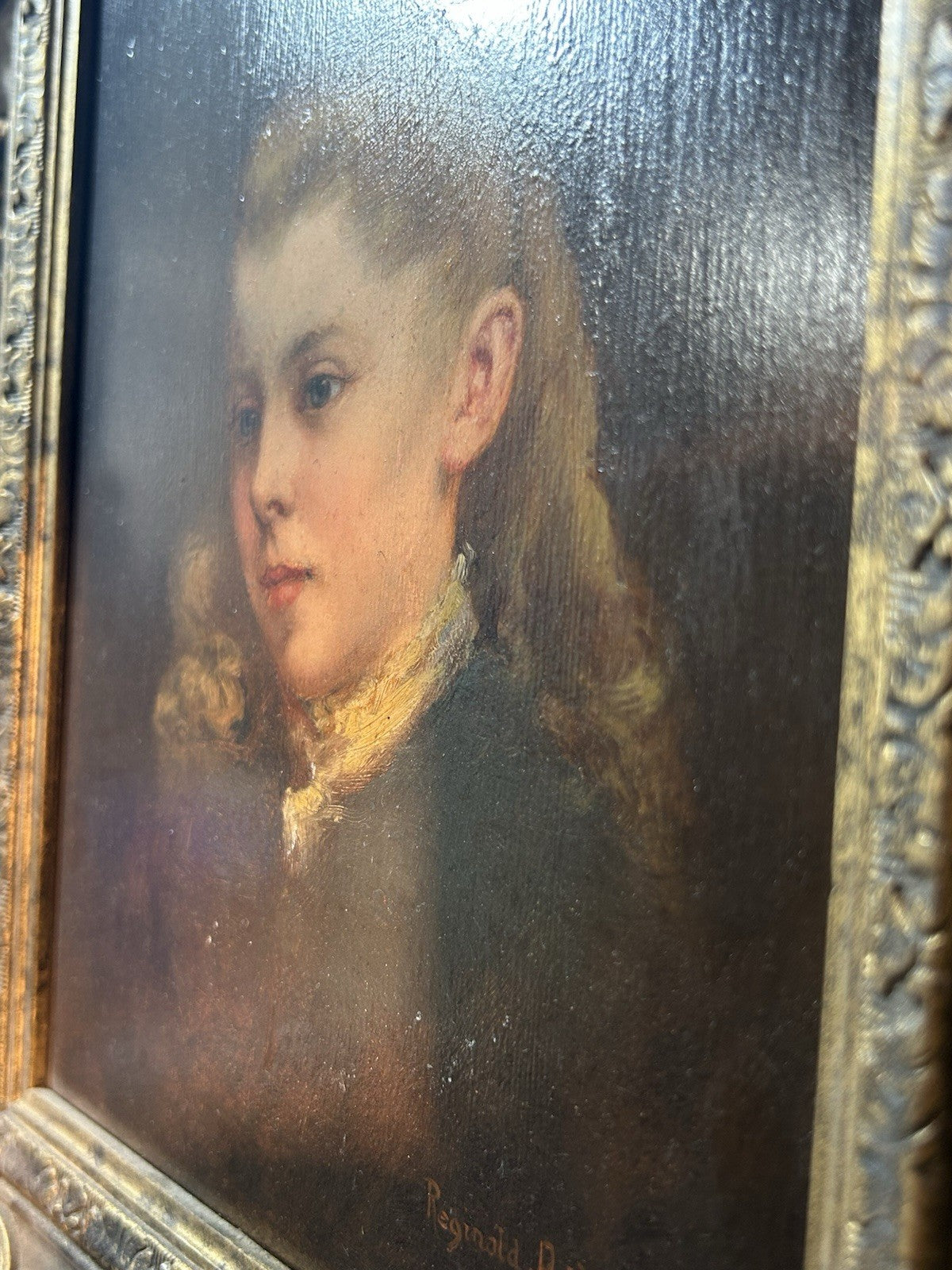 Reginald Arthur Contemplation 1890 Victorian Portrait Oil Painting Gilt Frame8