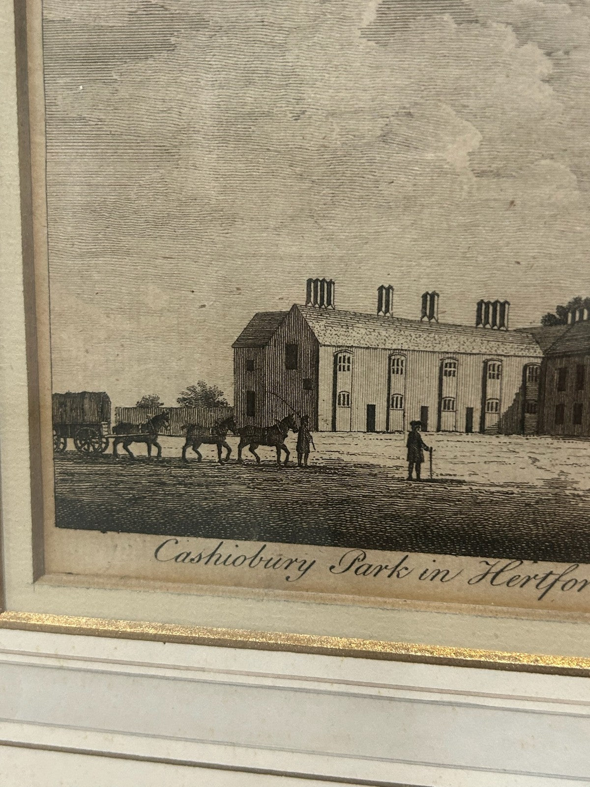 Antique Cashiobury Park Earl of Essex Engraving Framed 18th Century2