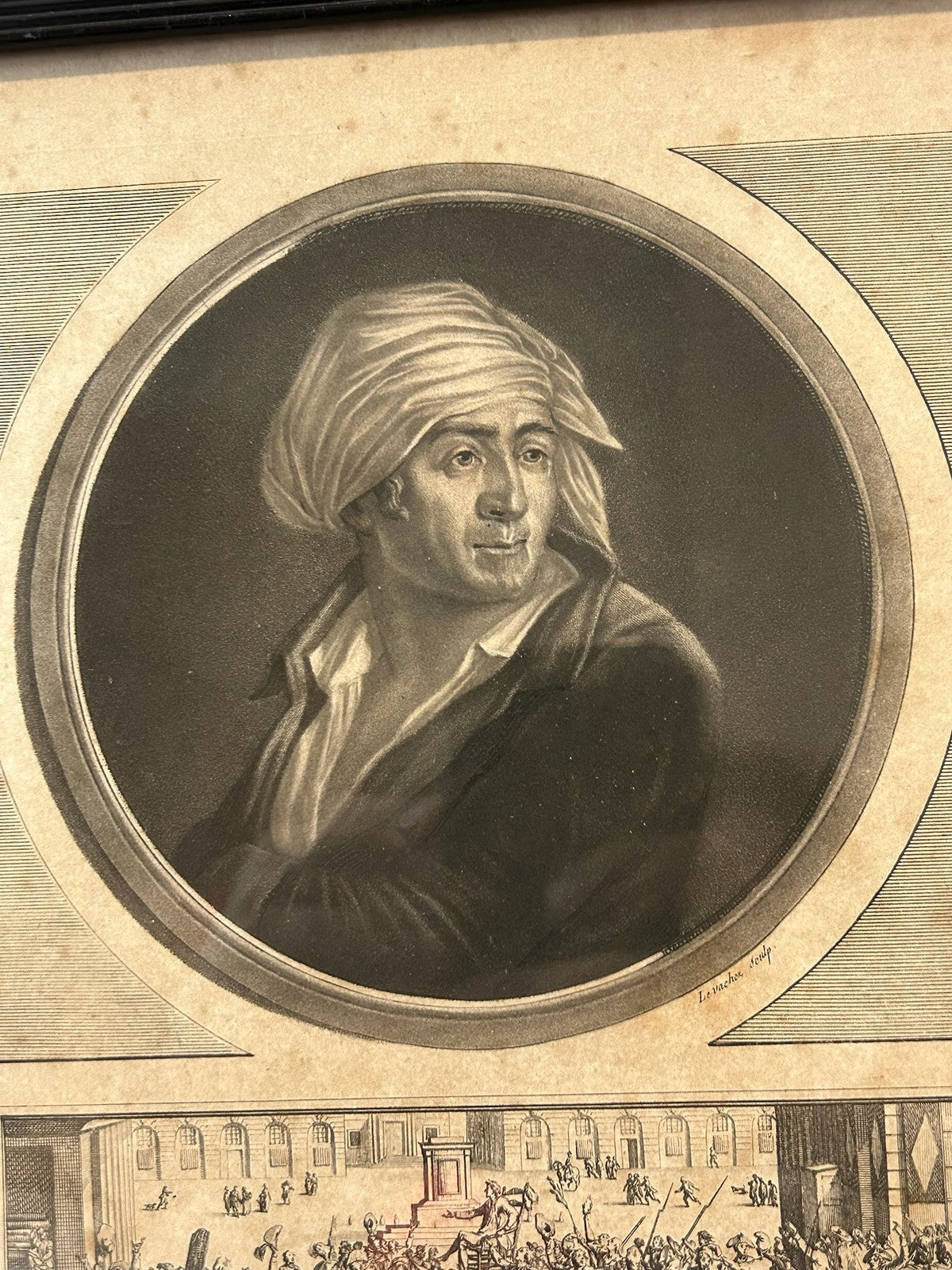 Jean Paul Marat French Revolution Aquatint Portrait Levachez 1798 Framed1