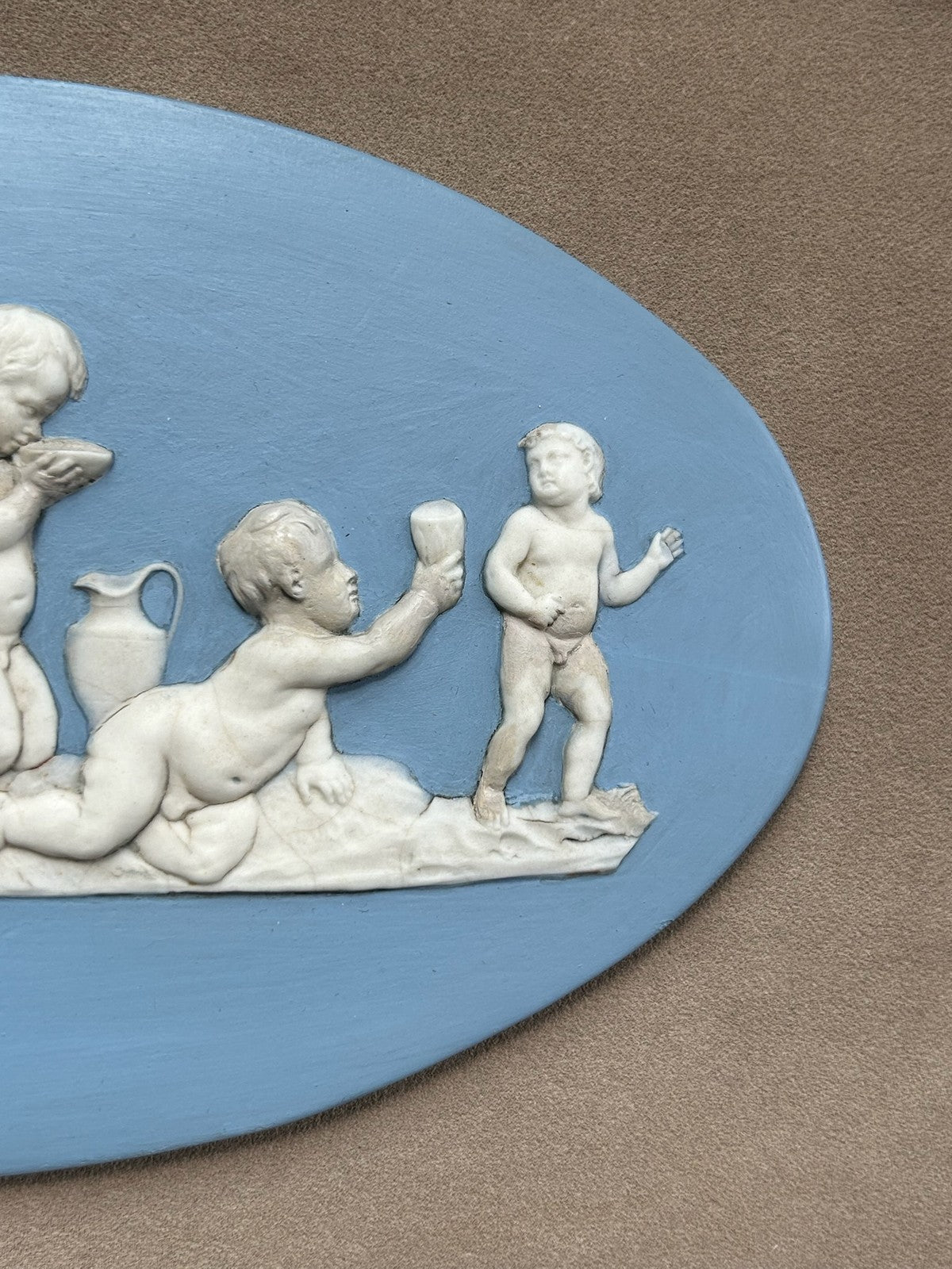 Wedgwood Jasperware Plaque 'Young Bacchus' poss. Bert Bentley Framed3