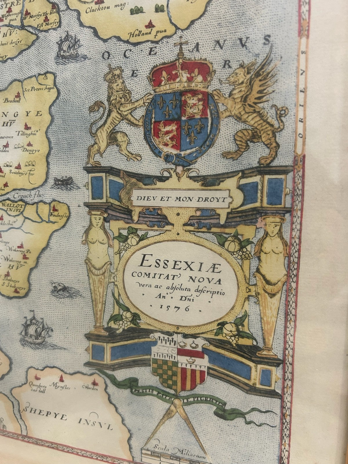 Saxton's Map of Essex 1576 British Museum Facsimile Framed Print 19681