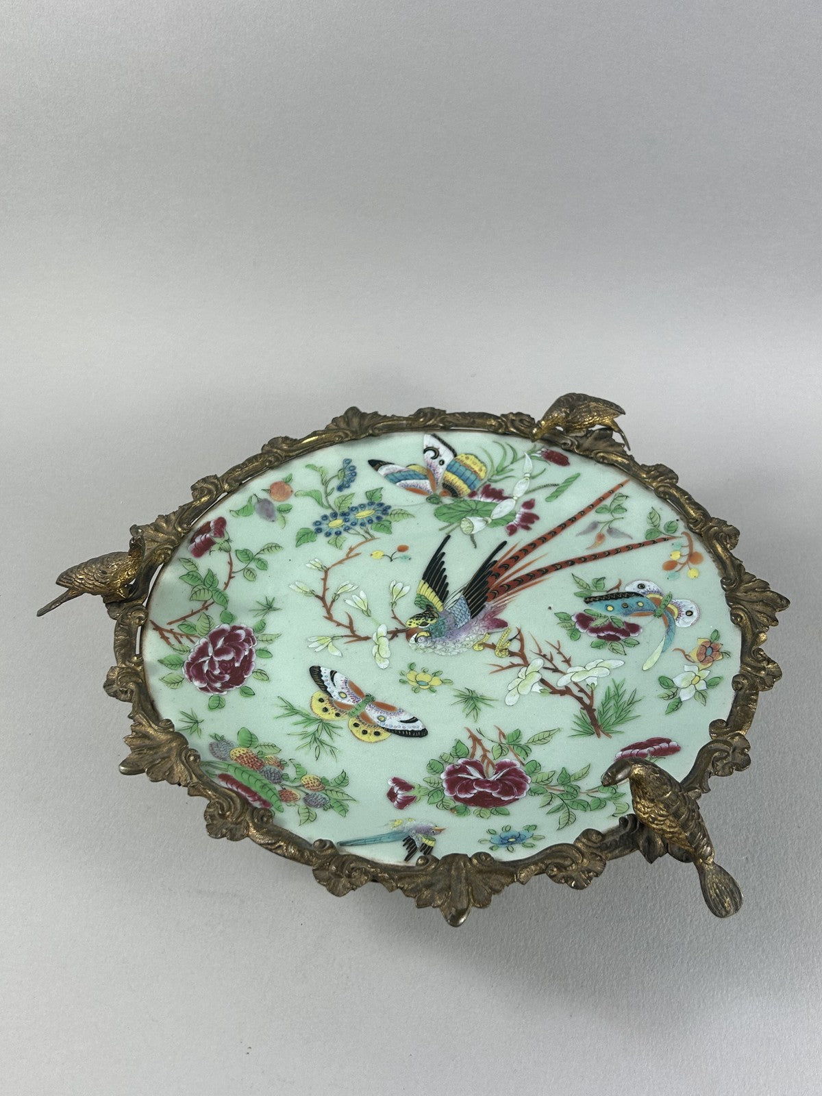 Antique French Ormolu Mounted Chinese Porcelain Centerpiece Dish