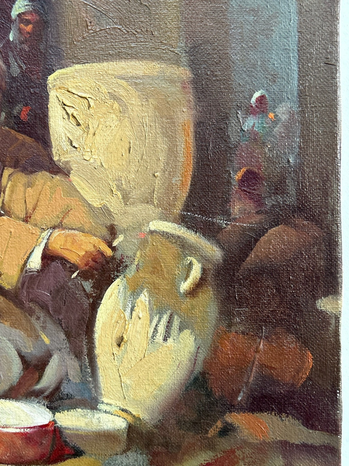Orientalist Oil Painting Arab Water Seller Among Jars Signed Framed3