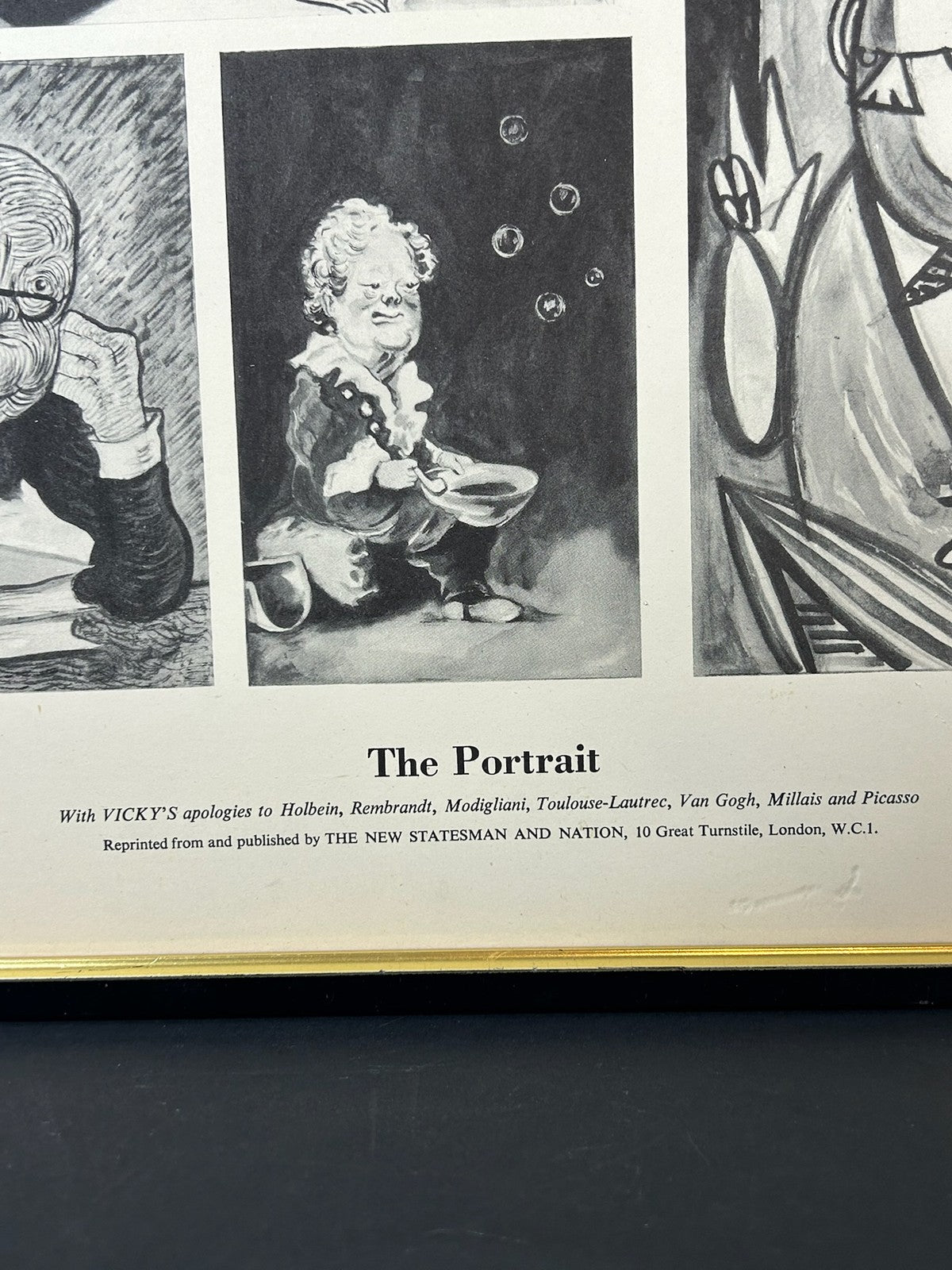 The Portrait Vintage Printed Caricature Page Framed Mid Century5