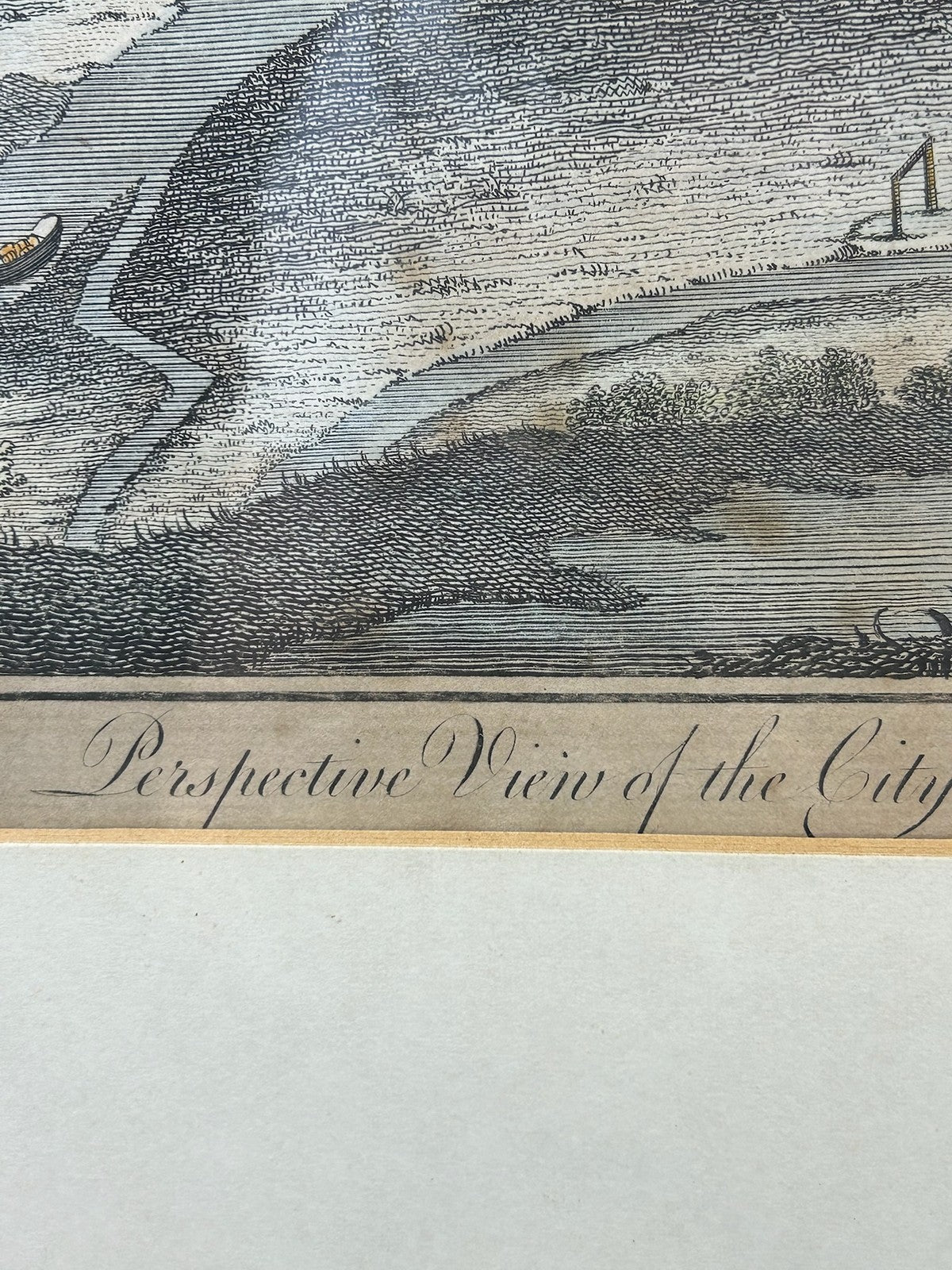Perspective View of the City of Gloucester 18thC Hand Coloured Engraving Framed6