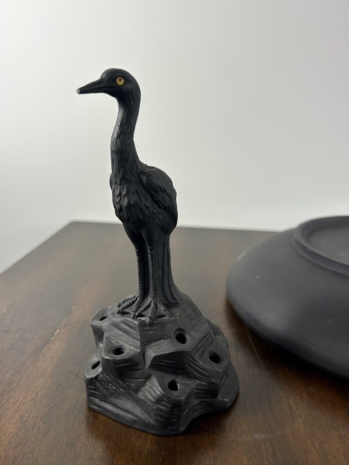 Wedgwood Basalt Figurine of Stork in Bowl