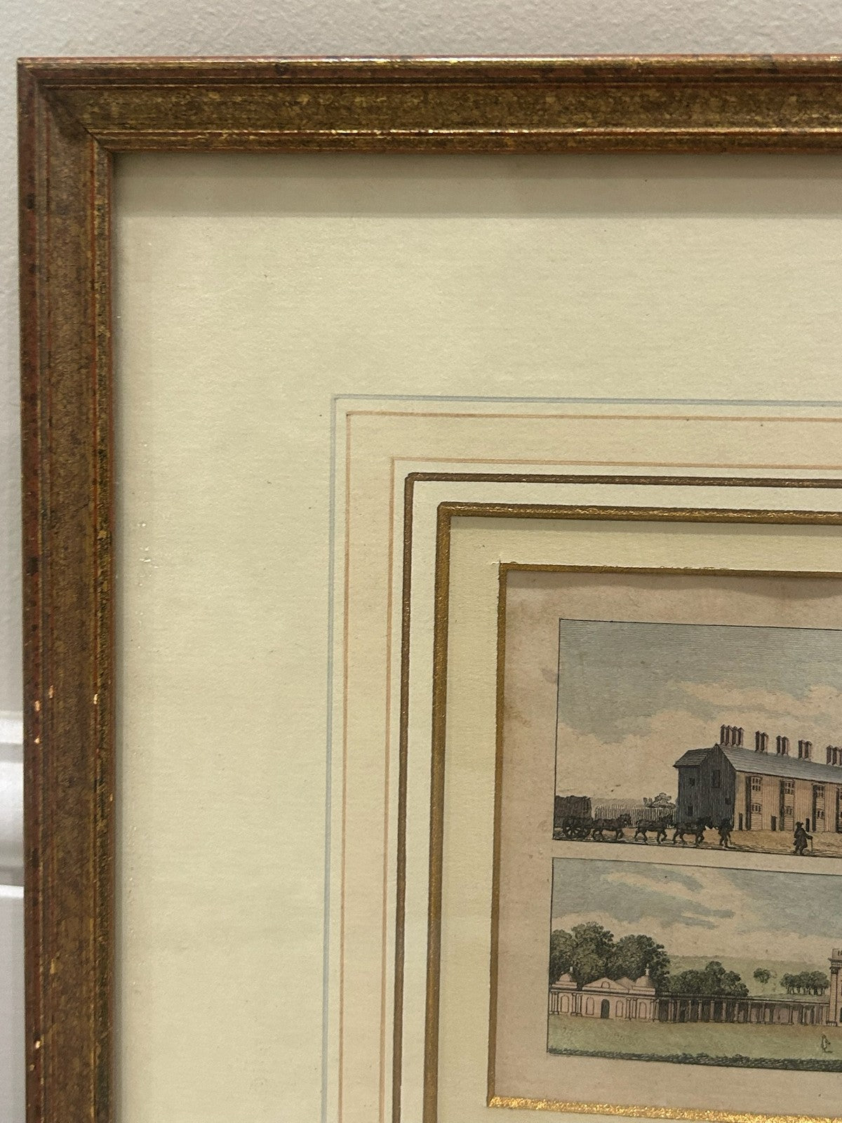 Antique Goadby Cashiobury Moor Park Hertfordshire Engraving Framed c.17733