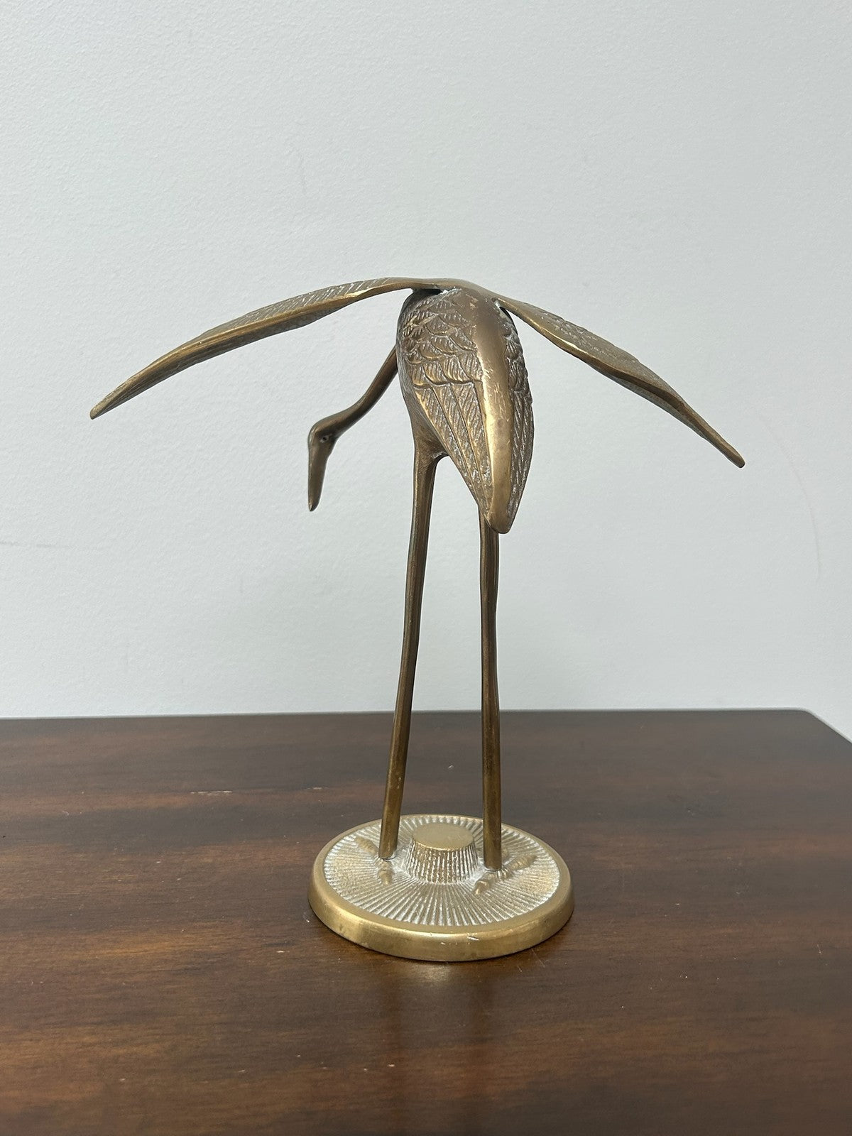 Brass Crane Heron Bird Figure Sculptural Mid Century 19cm2